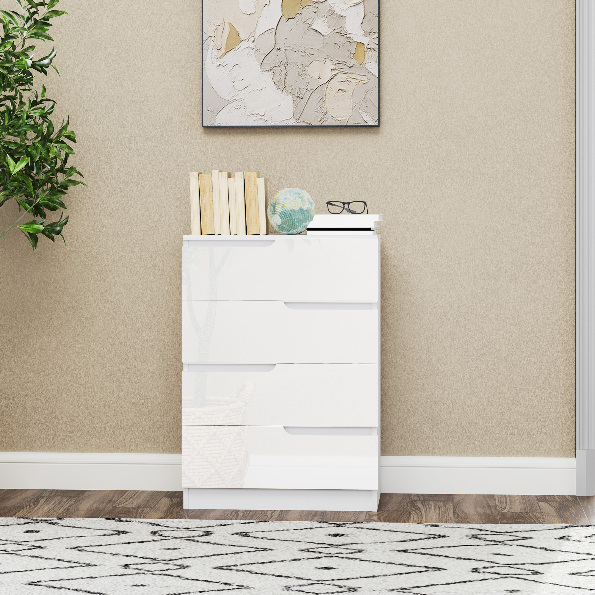 4goodz Moderne Ladenkast met 4 Greeploze Laden 40x60x80 cm - Wit