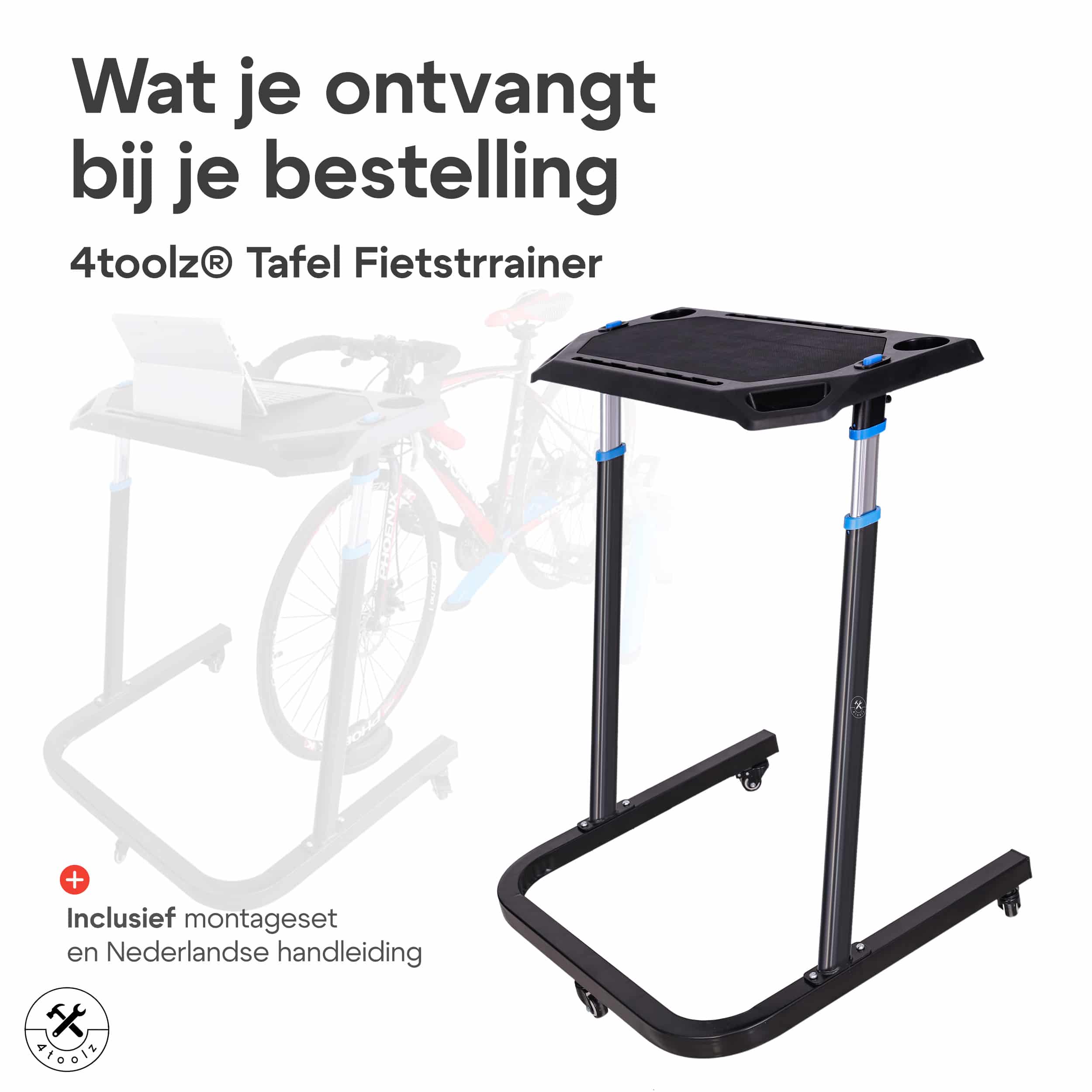 4toolz® Fietstrainer Tafel - Laptop tafel voor fietstrainer - Stabureau In hoogte verstelbaar