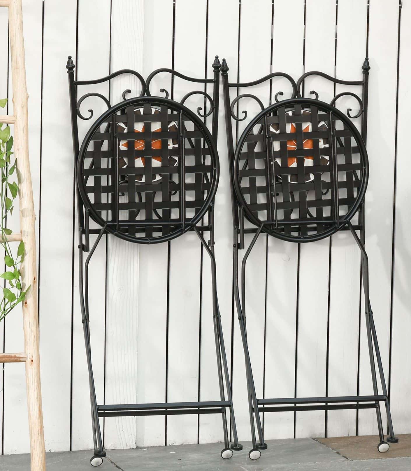 4goodz Bistroset 3-delig met Mozaïek design - tafel met 2 opklapbare metalen stoelen