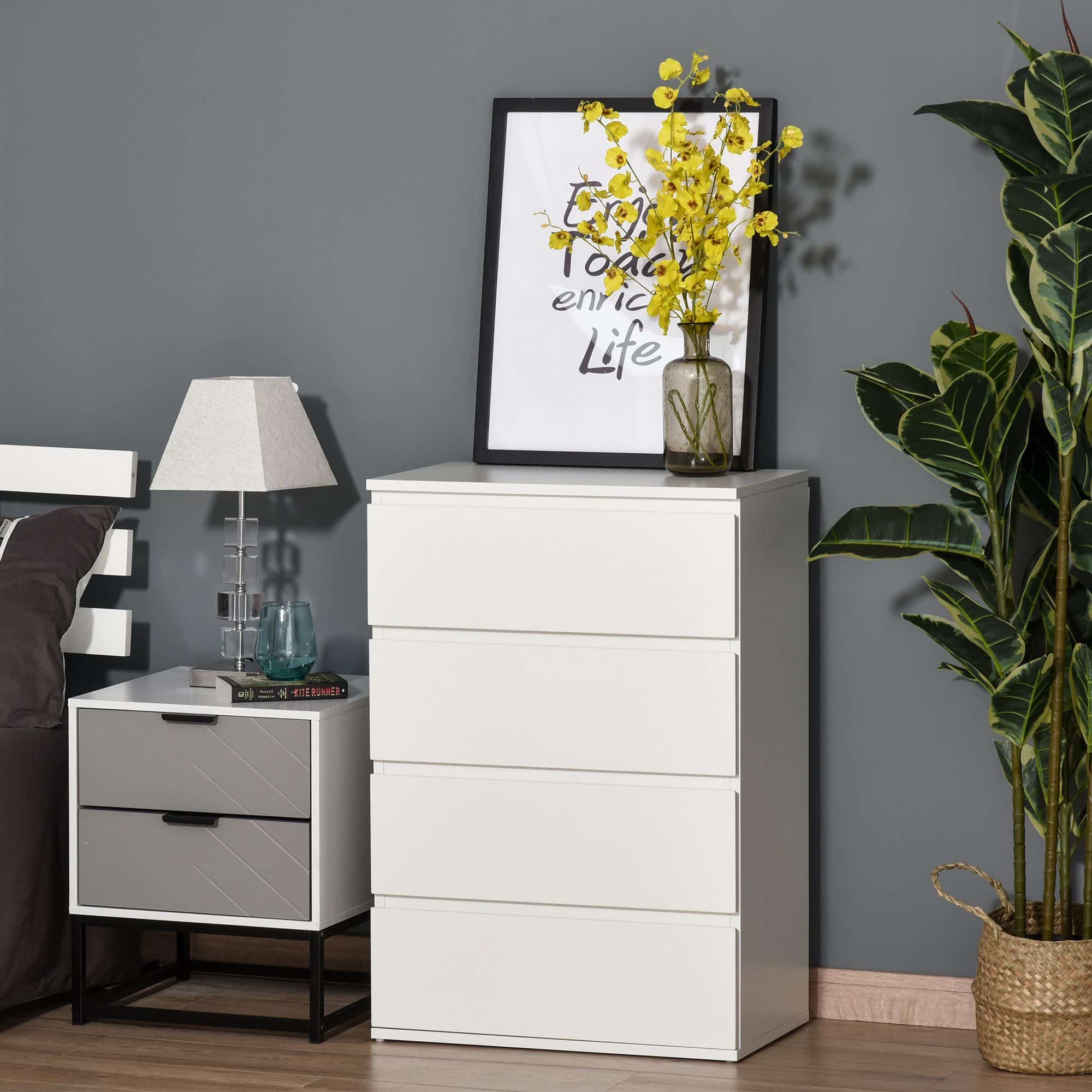 4goodz Moderne Ladenkast met 4 Greeploze Laden 40x60x80 cm - Wit