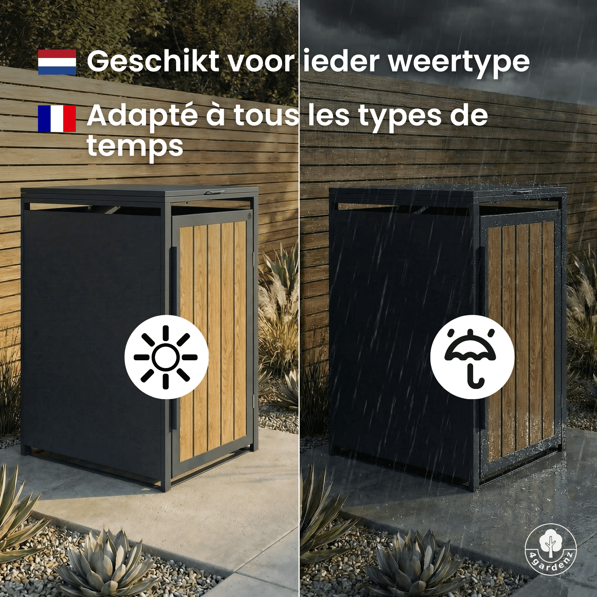 4gardenz® Slimline Kliko Containerombouw 1 Afvalbak - Antraciet/Houtlook 4gardenz® Slimline Kliko Containerombouw 1 Afvalbak - Antraciet/Houtlook