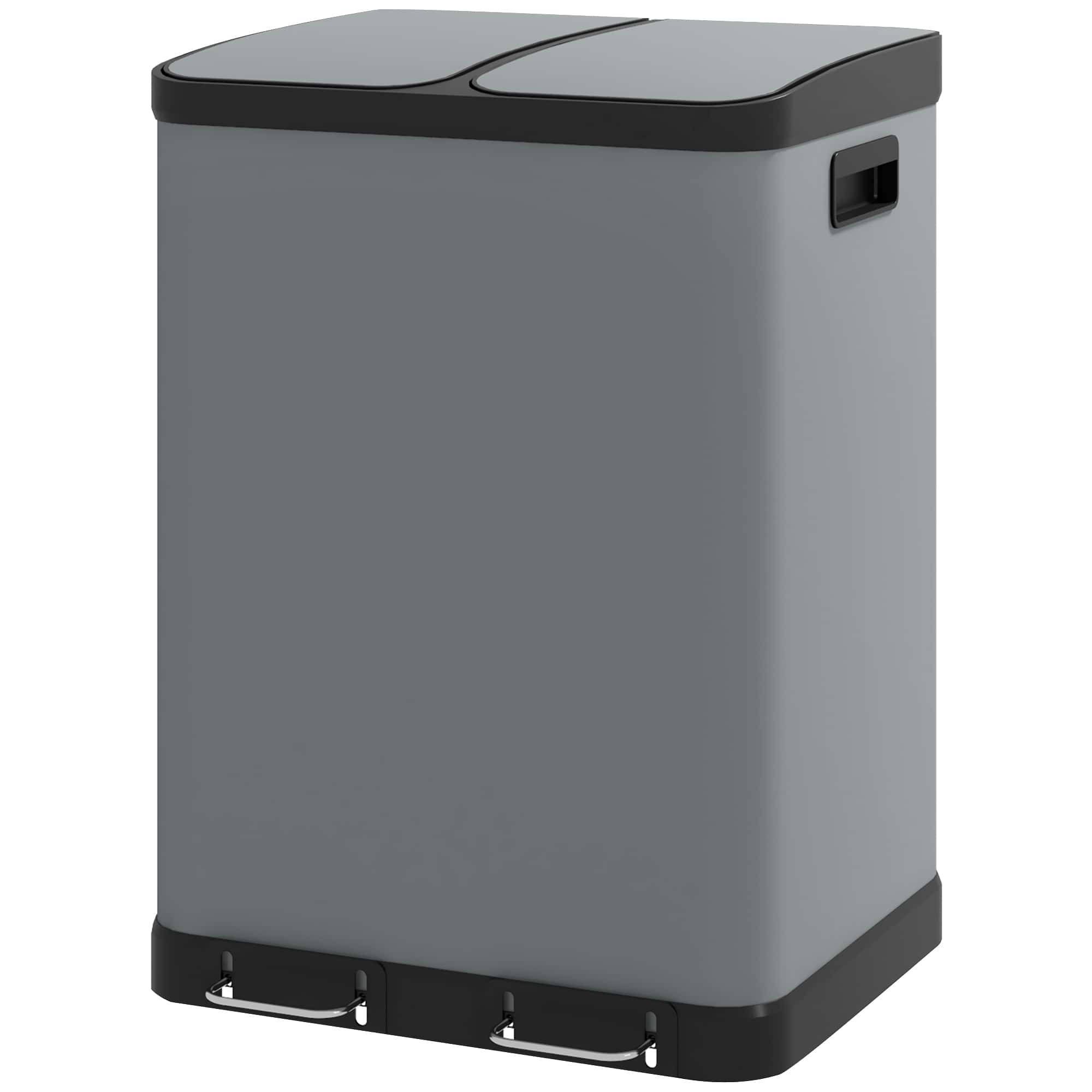 4goodz Dubbele prullenbak 60 L - uitneembare binnenbakken - grijs