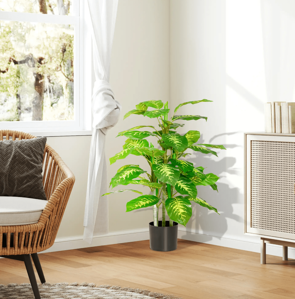 4goodz kunstplant 4 stammen 95 cm - Groen