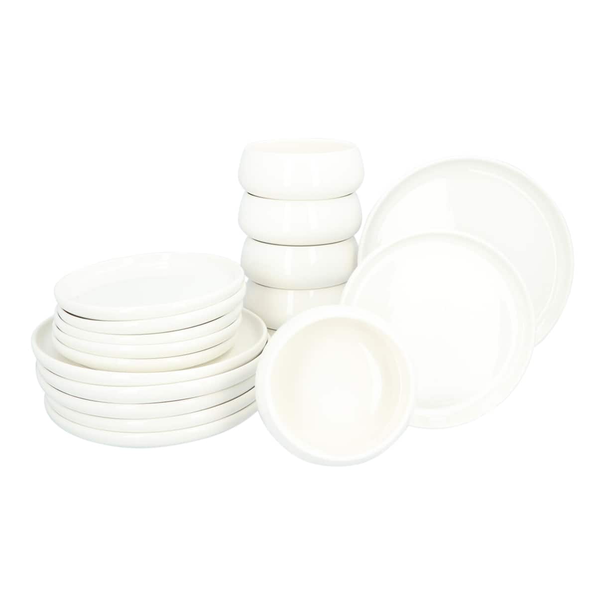 Serviesset Nora 18 delig - 6 persoons servies porselein - Wit
