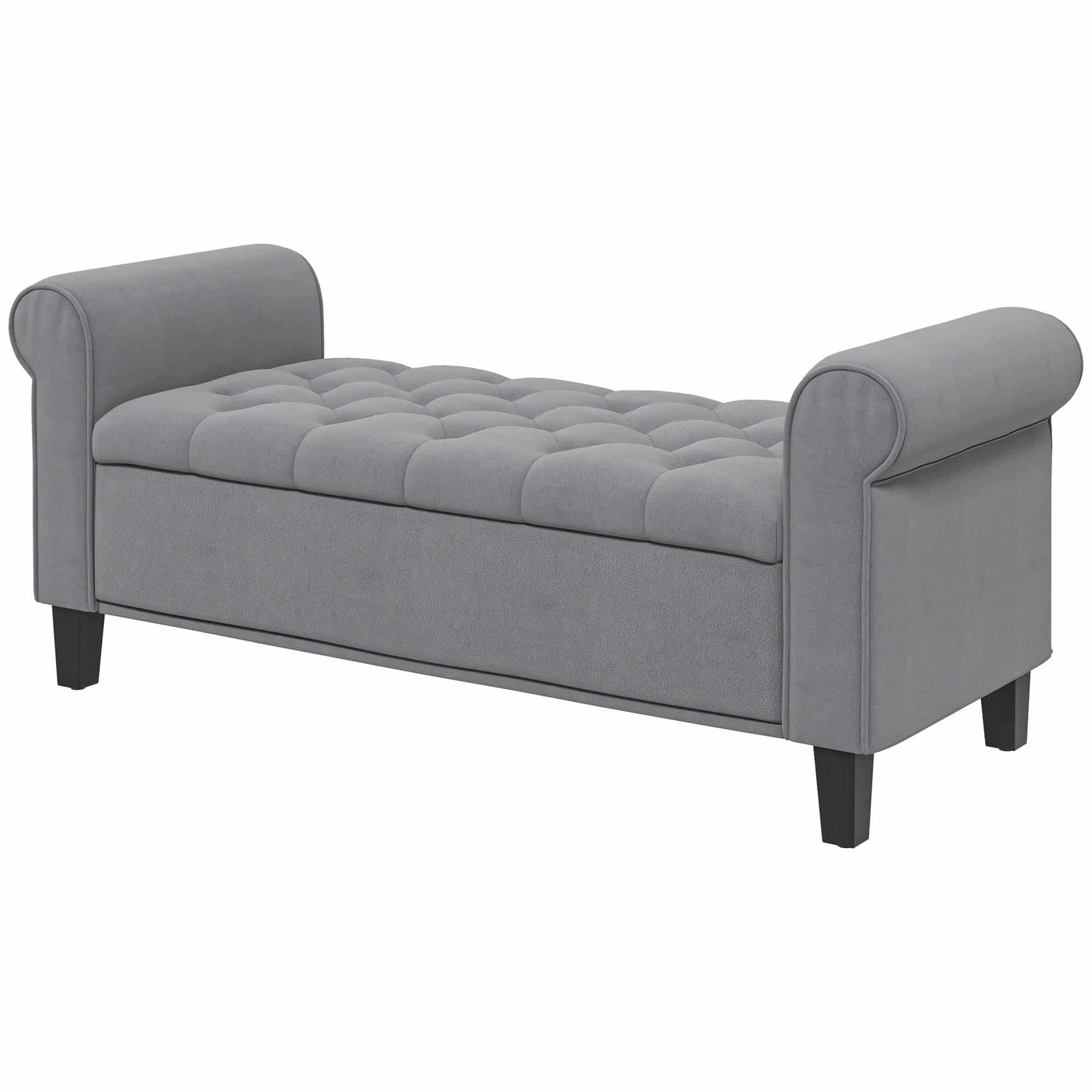 Klassieke Bedbank met Knoopstiksel 48x126x57 cm - Grijs