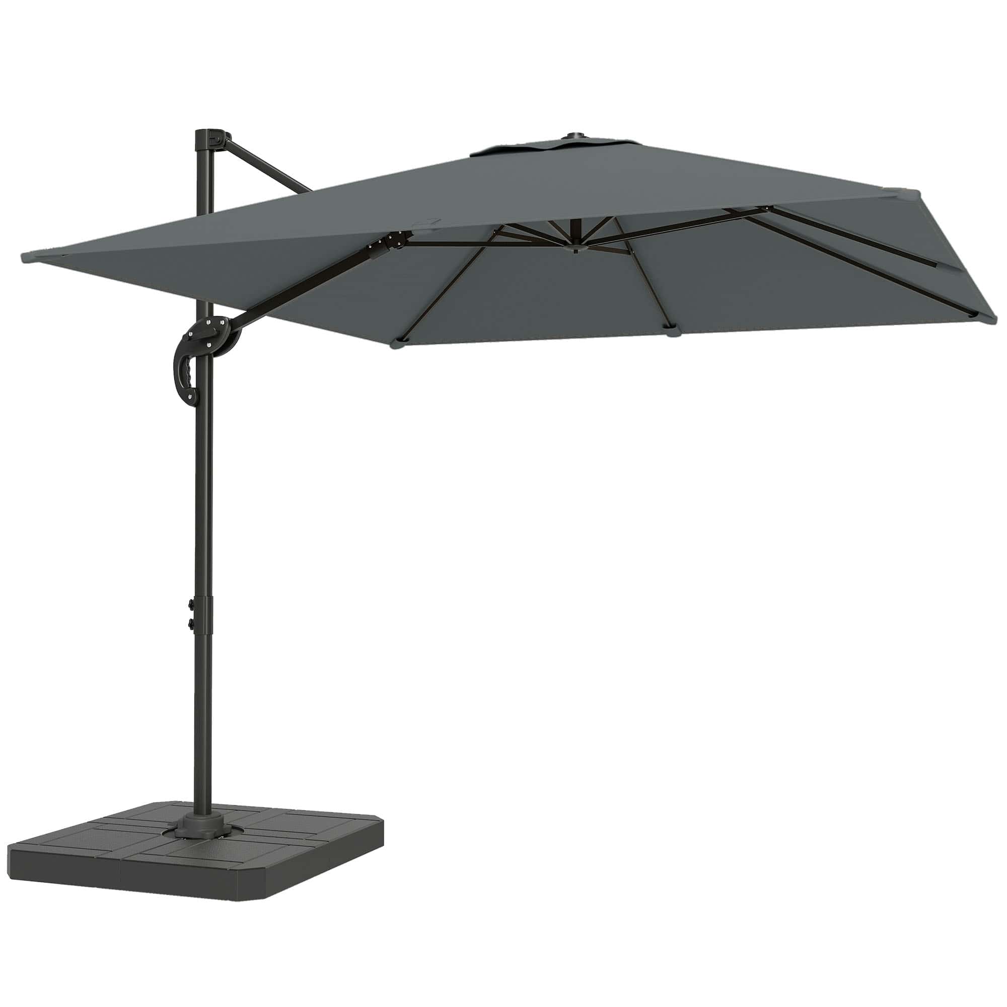 4goodz Zweefparasol Vierkant 244 cm met Parasolvoet - 360 graden draaibaar - Grijs 4goodz Zweefparasol Vierkant 244 cm met Parasolvoet - 360 graden draaibaar - Grijs