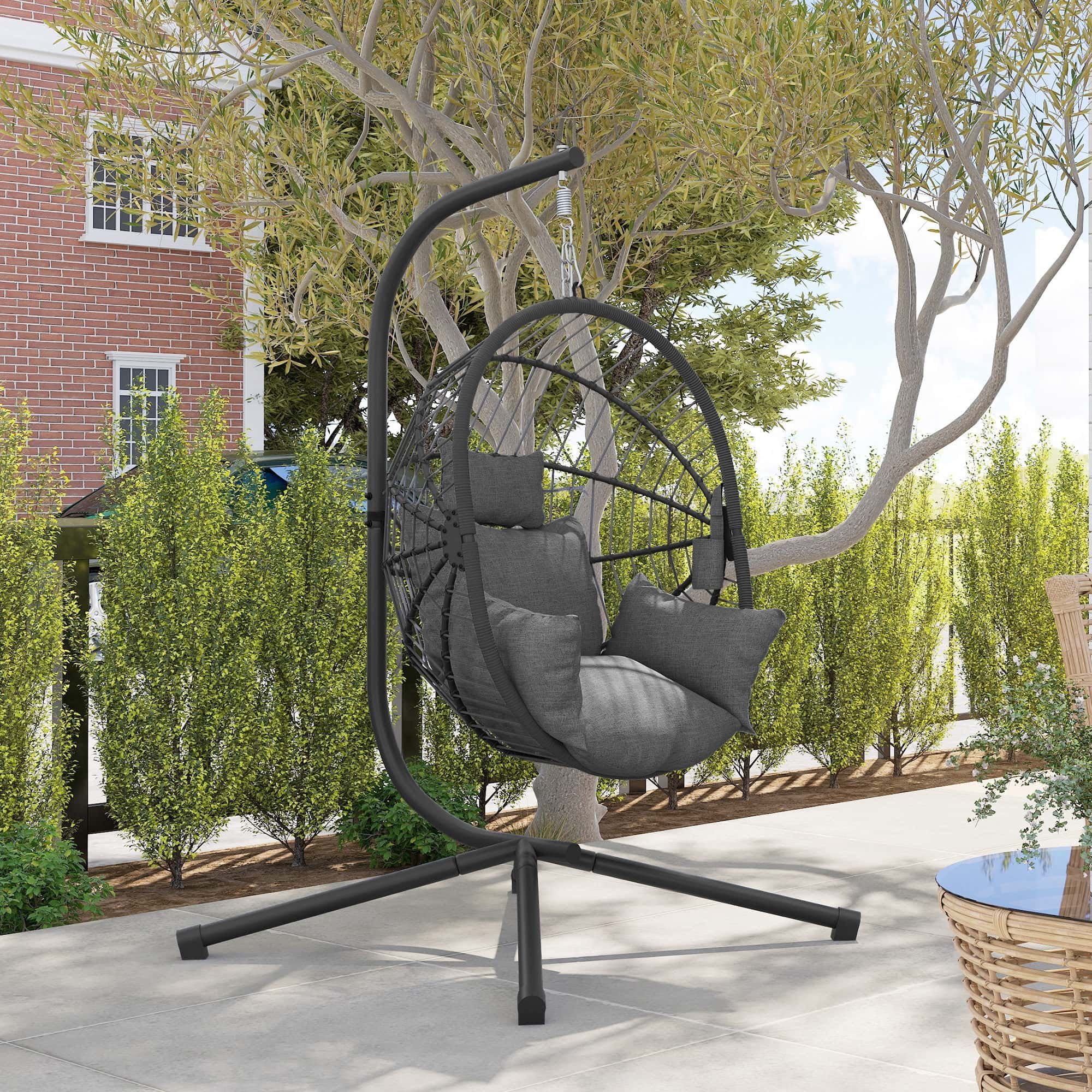 4goodz hangstoel voor binnen of buiten inclusief kussen 120x106x188 cm - Grijs