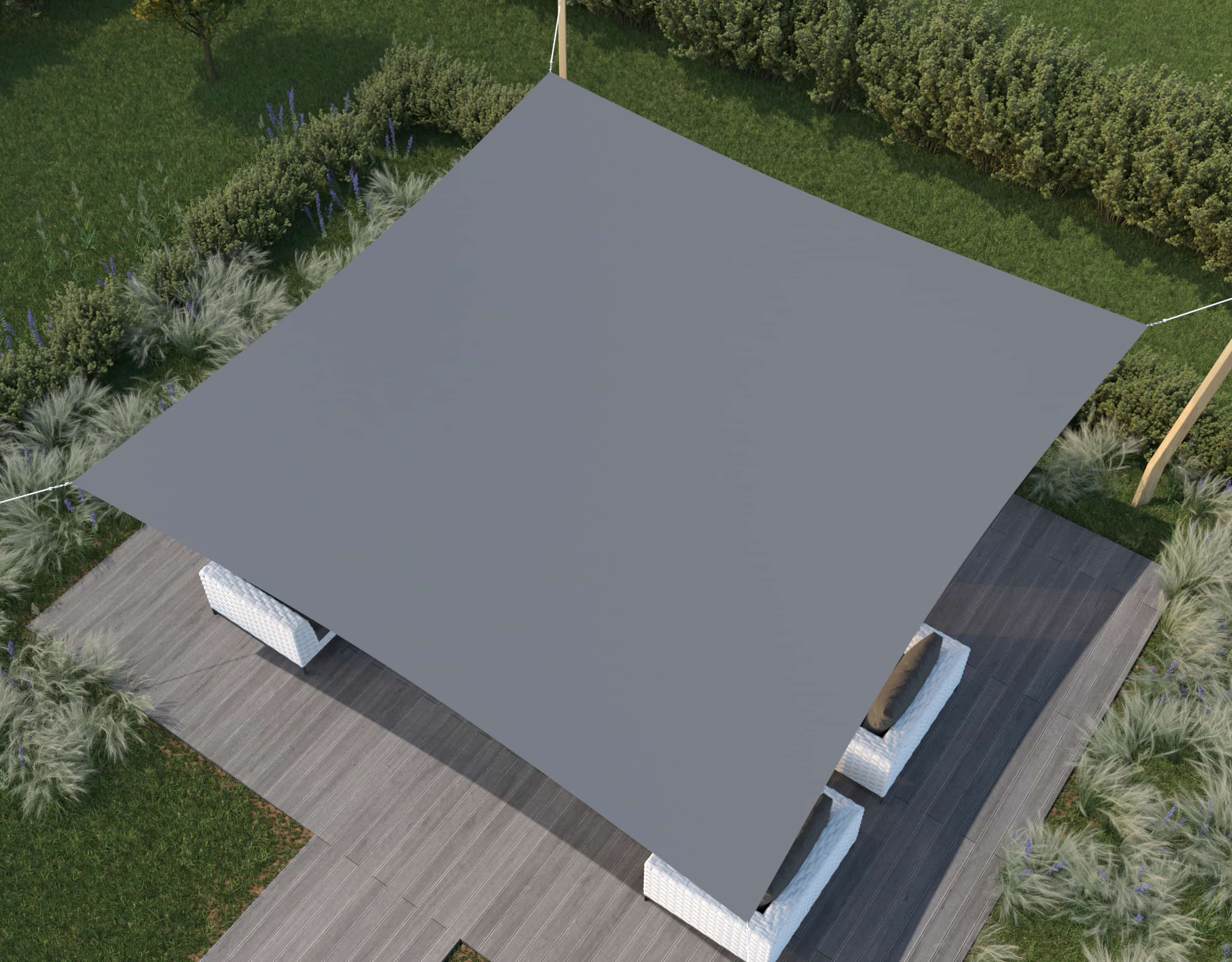 hanSe® Schaduwdoek Vierkant Waterdoorlatend 6x6 m Zonnedoek Grijs