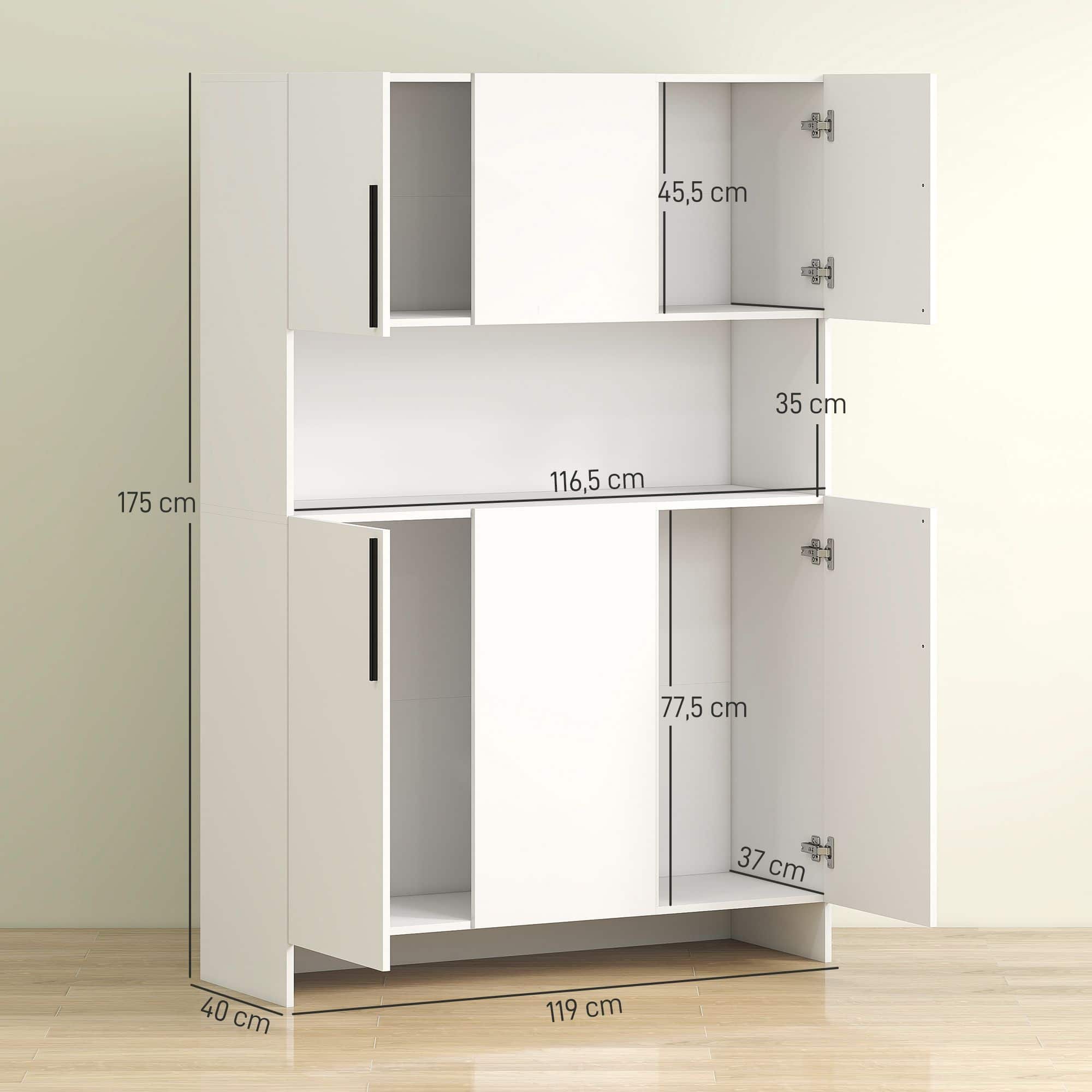 Moderne Keukenkast Voorraadkast Breed 2 deurs 40x119x175 cm - Wit