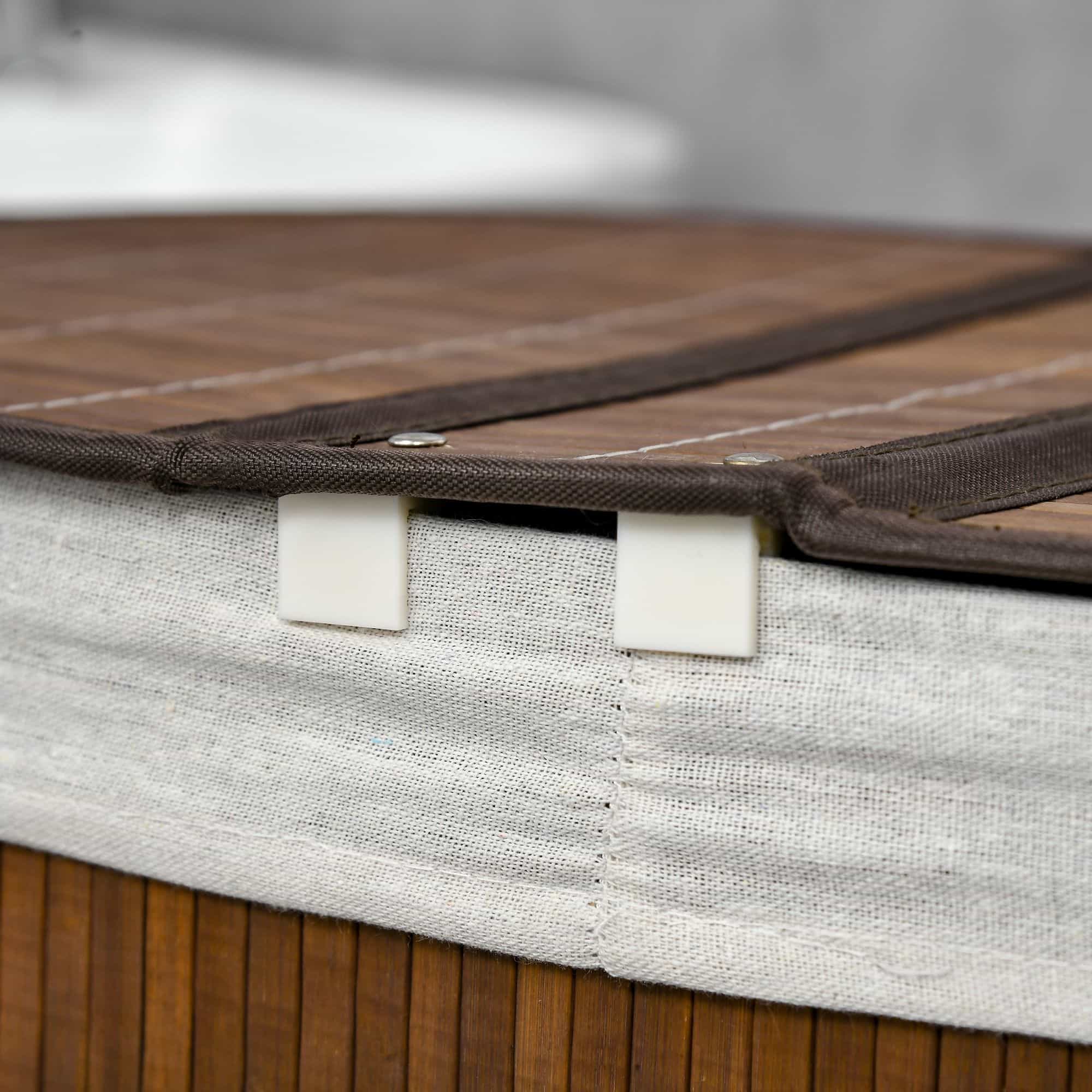 4goodz 100 L Wasmand Bamboe met Deksel 2 Secties / Uitneembare Waszak