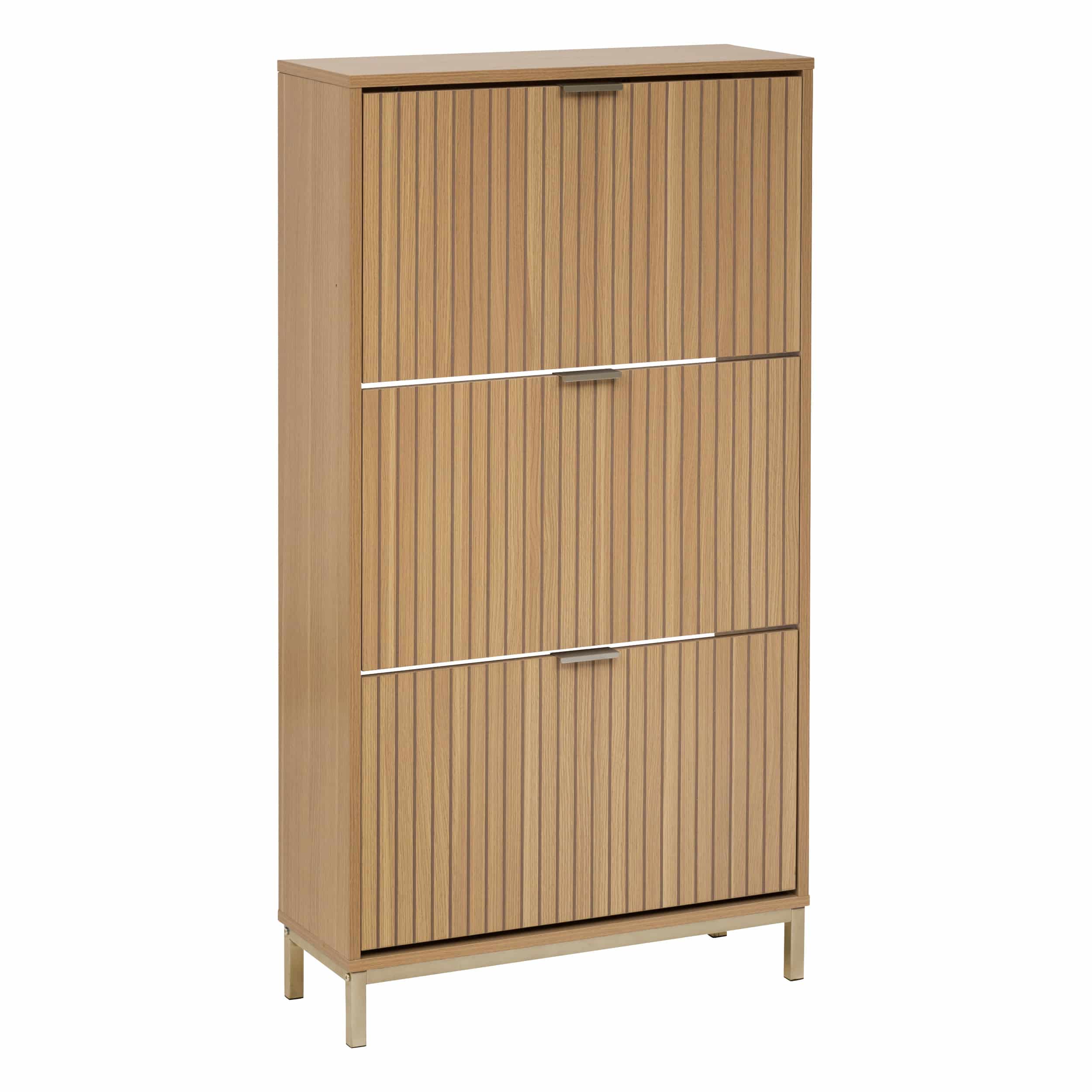 Schoenenkast Tasso 3 lades 24x63x131 cm - voor 18 paar - Bruin