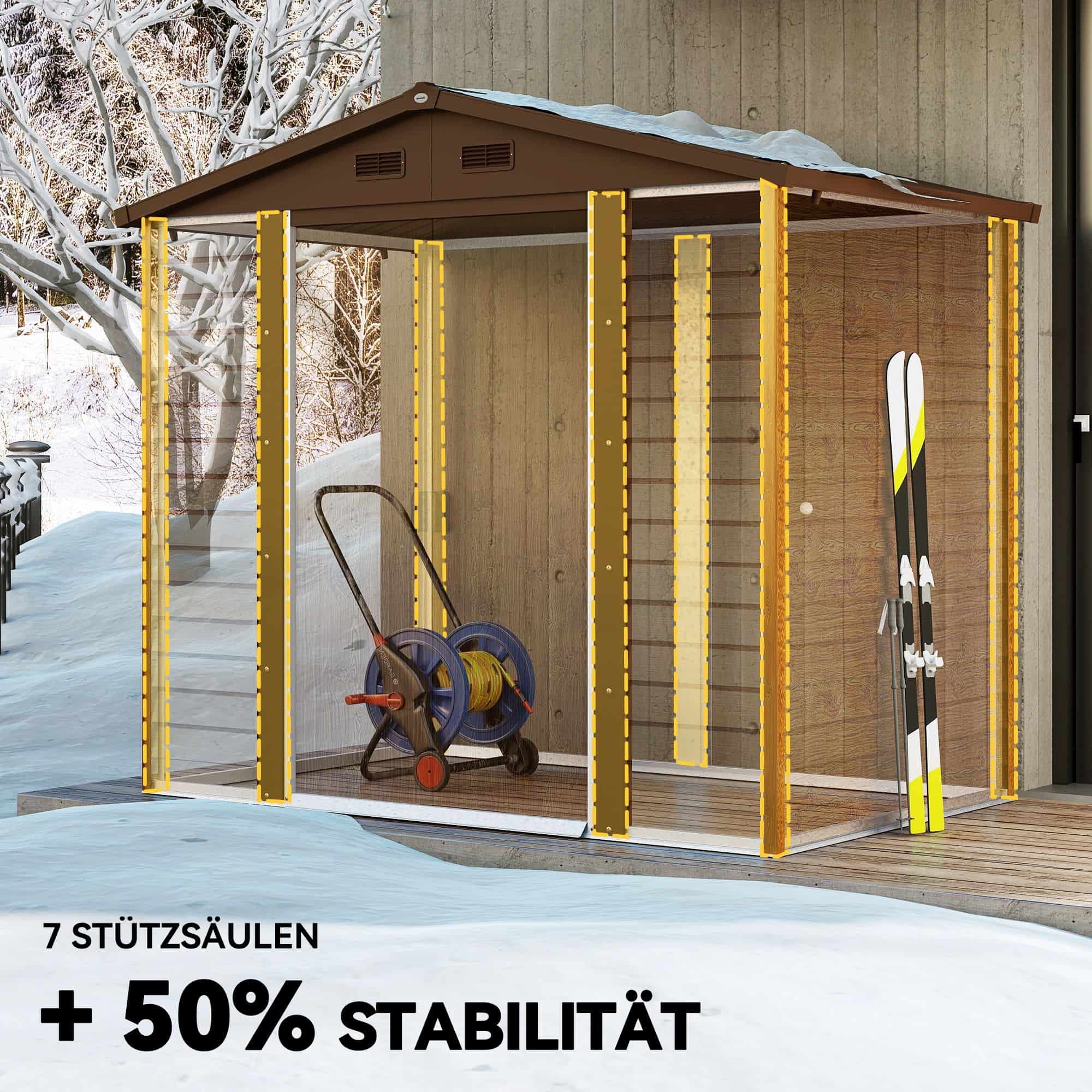 Gereedschapsschuur weerbestendig staal - 152 x 235,7 x 208,7 cm - Bruin houtlook