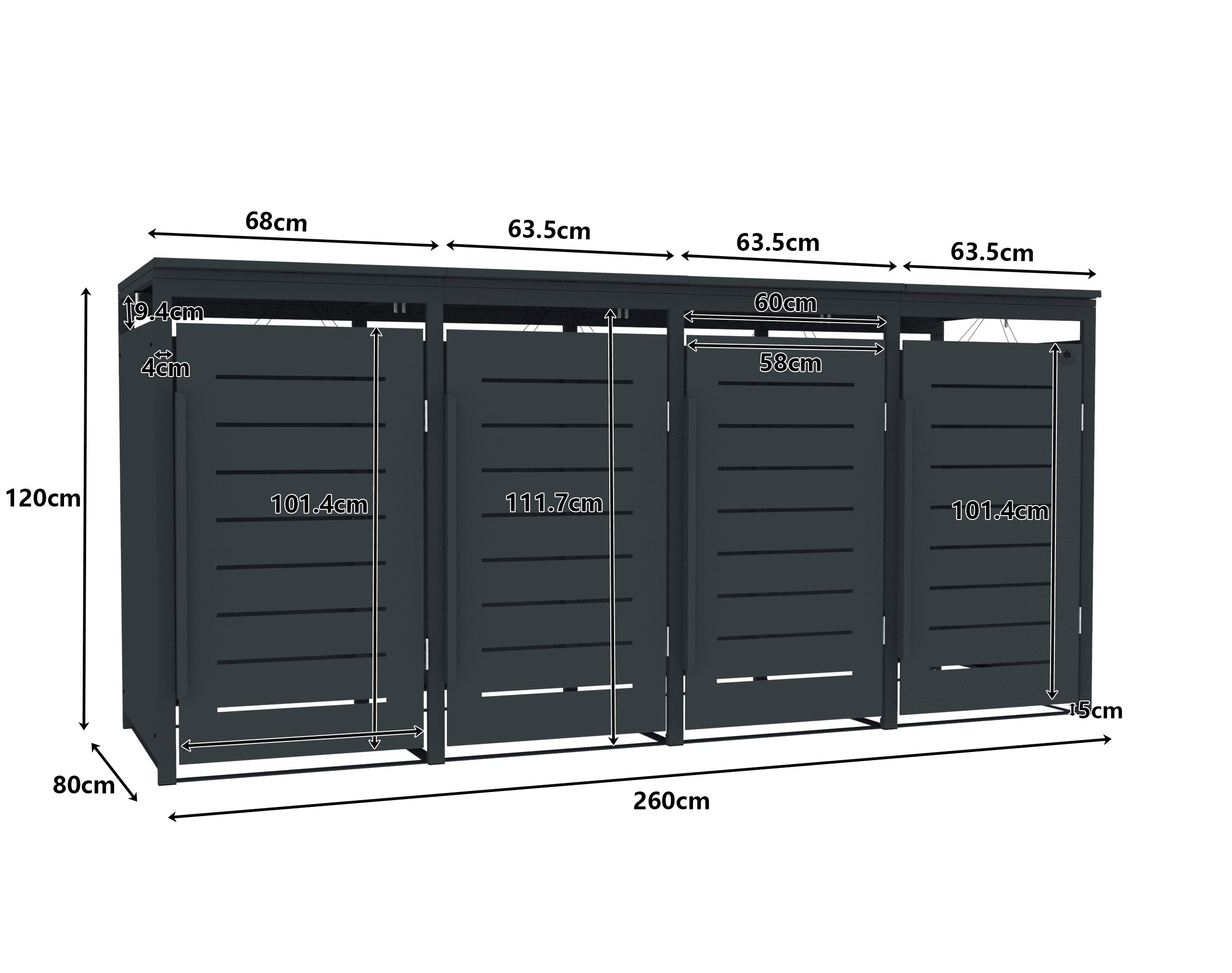 4gardenz® Slimline Kliko Containerombouw 4 Afvalbakken Grijs/Houtlook