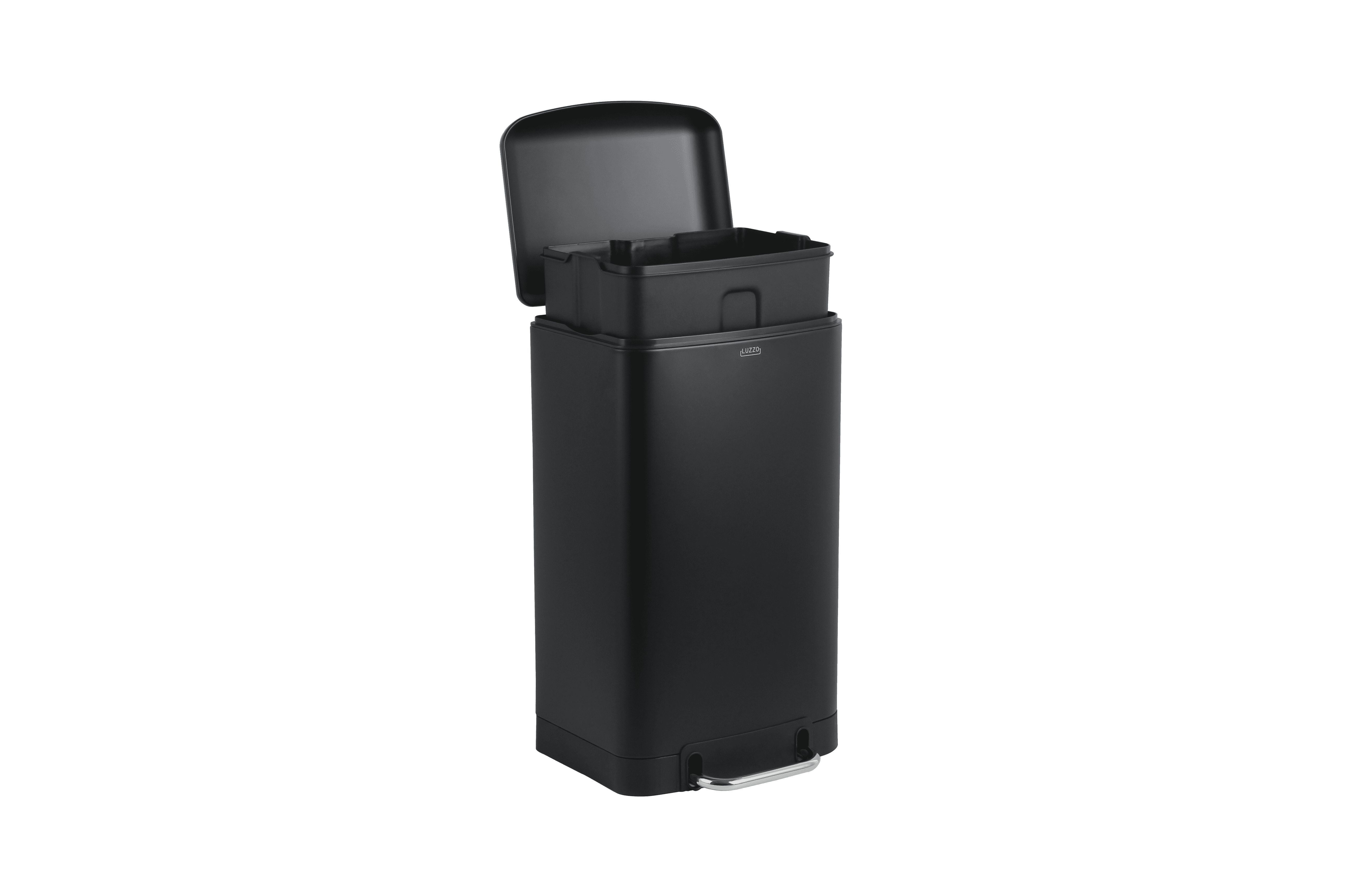 Luzzo® Idaho Pedaalemmer prullenbak 30 liter - Mat Zwart