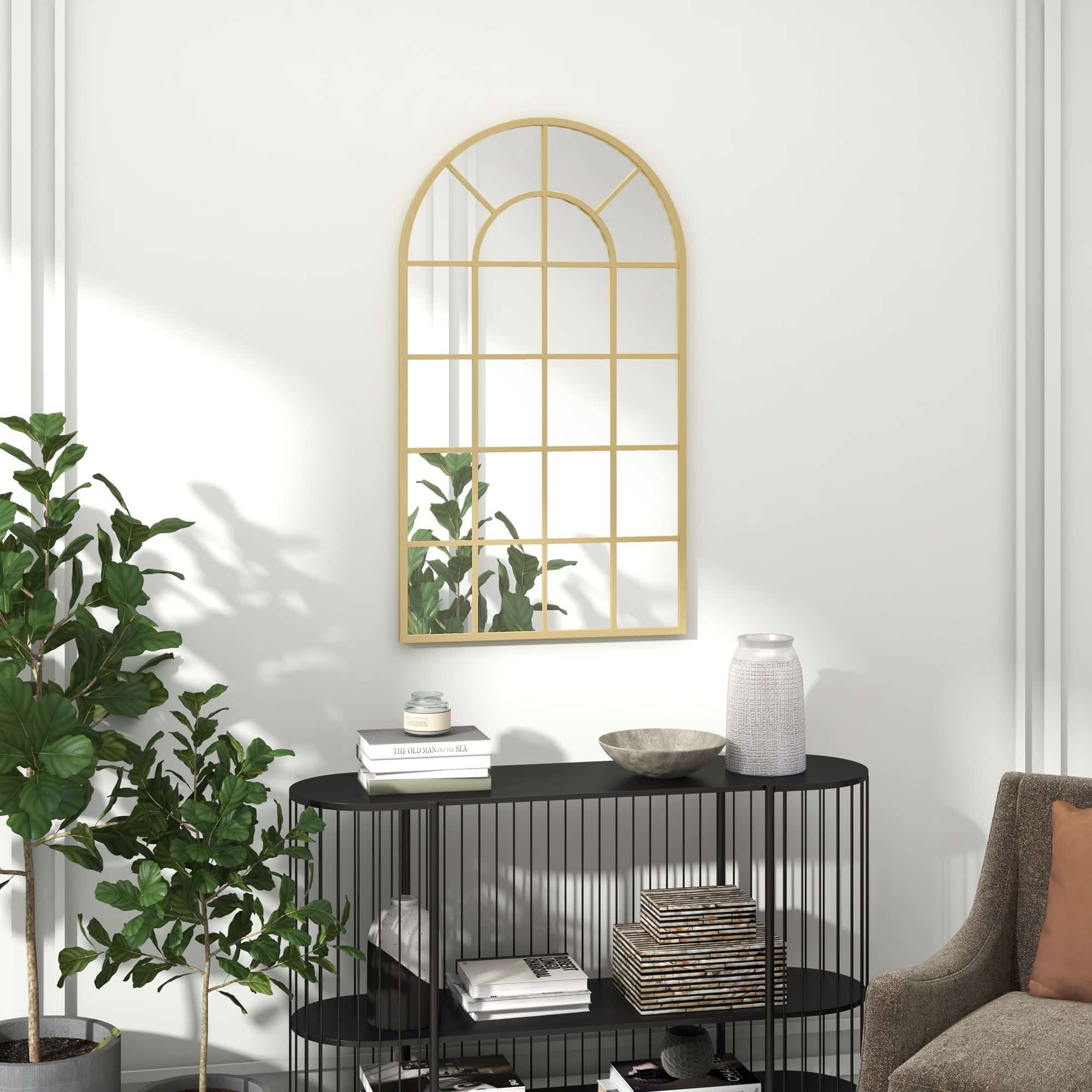 4goodz Wandspiegel Raamontwerp met Metalen Lijst - 110 x 62 cm - Goud