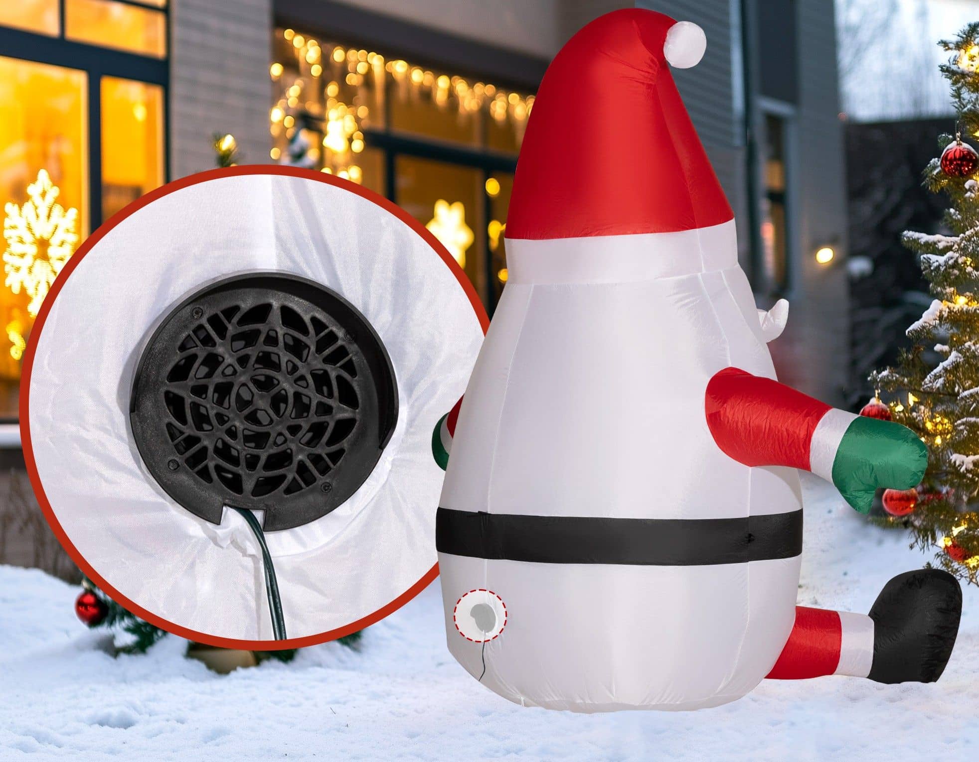 4goodz Opblaasbare Kerstman 180 cm met Draaiende Discobal verlichting