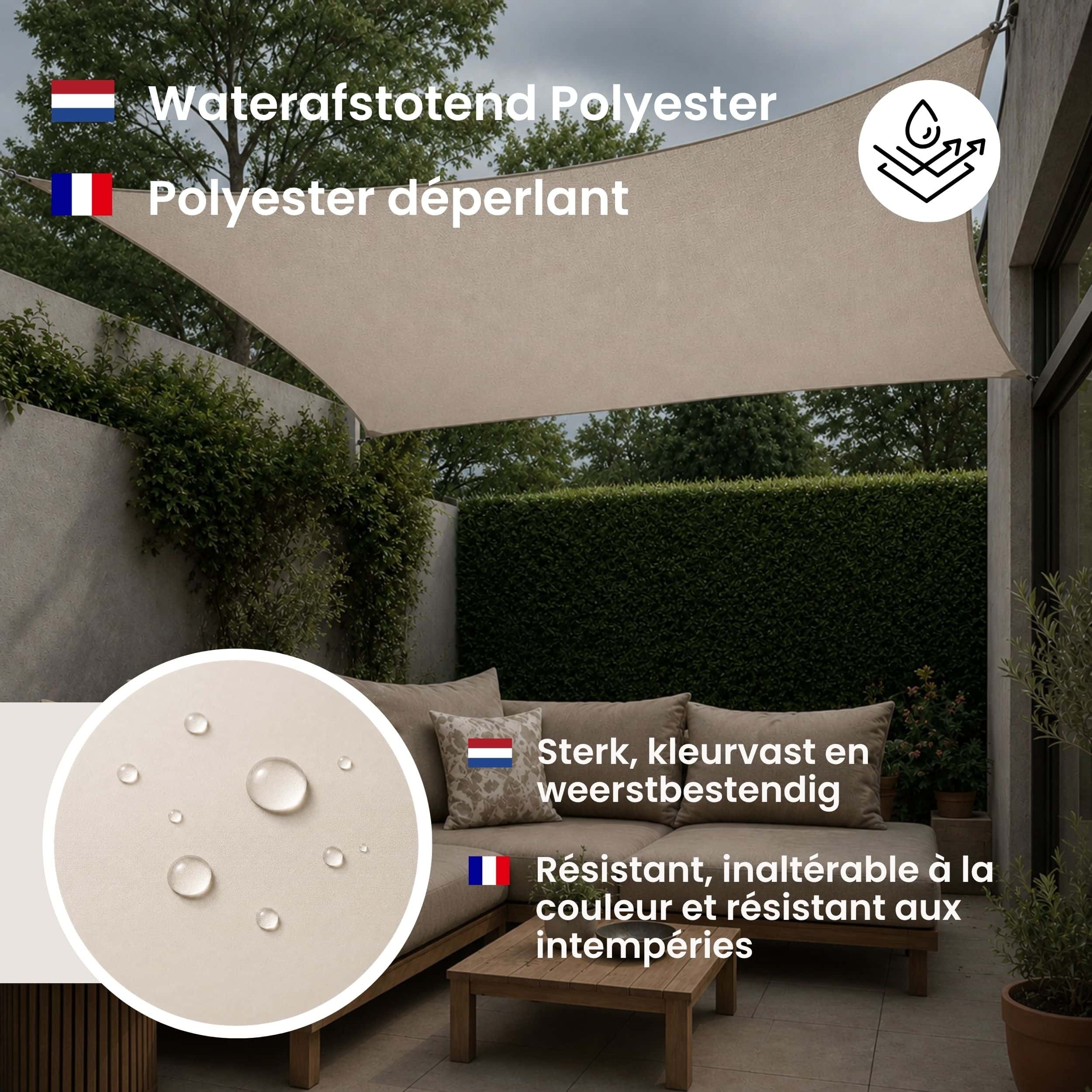 4gardenz Schaduwdoek Waterafstotend Vierkant 5x5 mtr - Crème