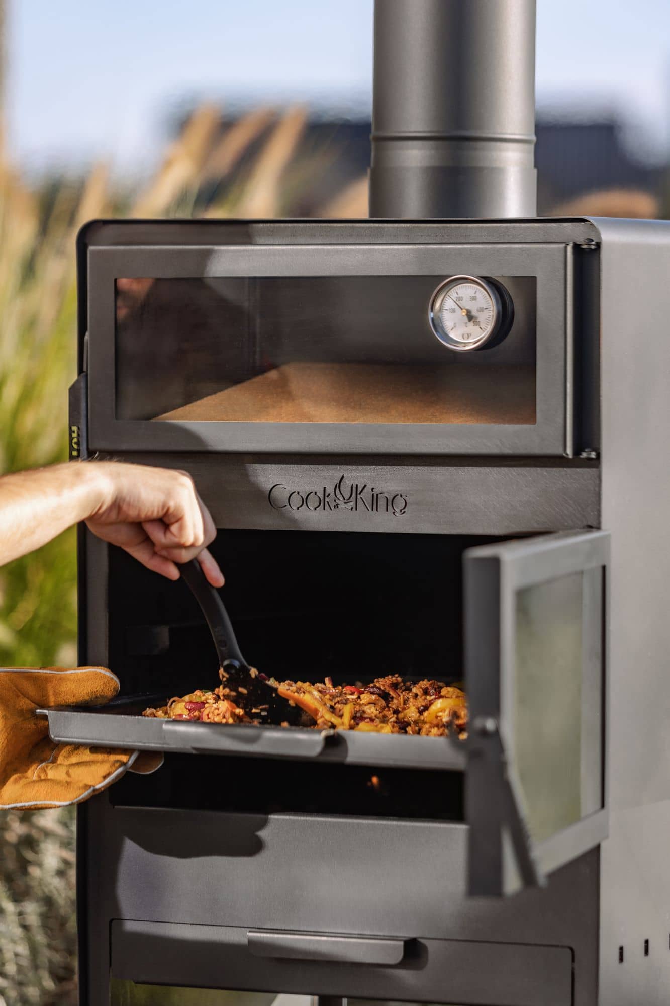 CookKing Tuinhaard Vento met Pizza-oven - Hoge Kwaliteit - Handgemaakt in Europa - 50x50x150 cm