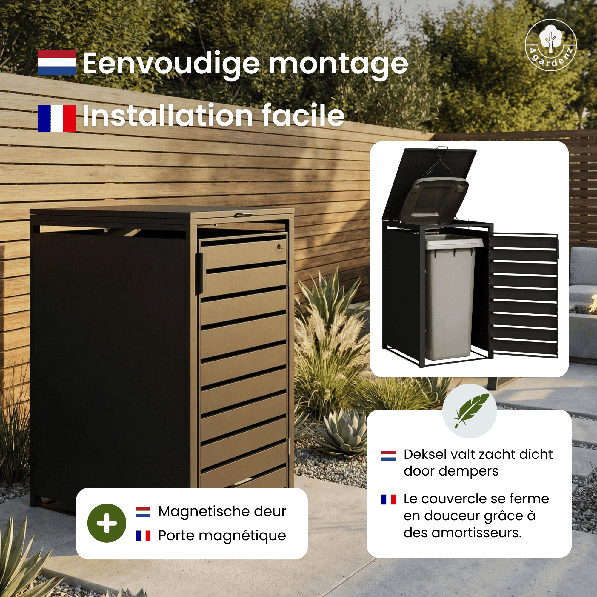 4gardenz® Premium Containerombouw 2 bakken - Kliko Ombouw – Zwart 4gardenz® Premium Containerombouw 2 bakken - Kliko Ombouw – Zwart