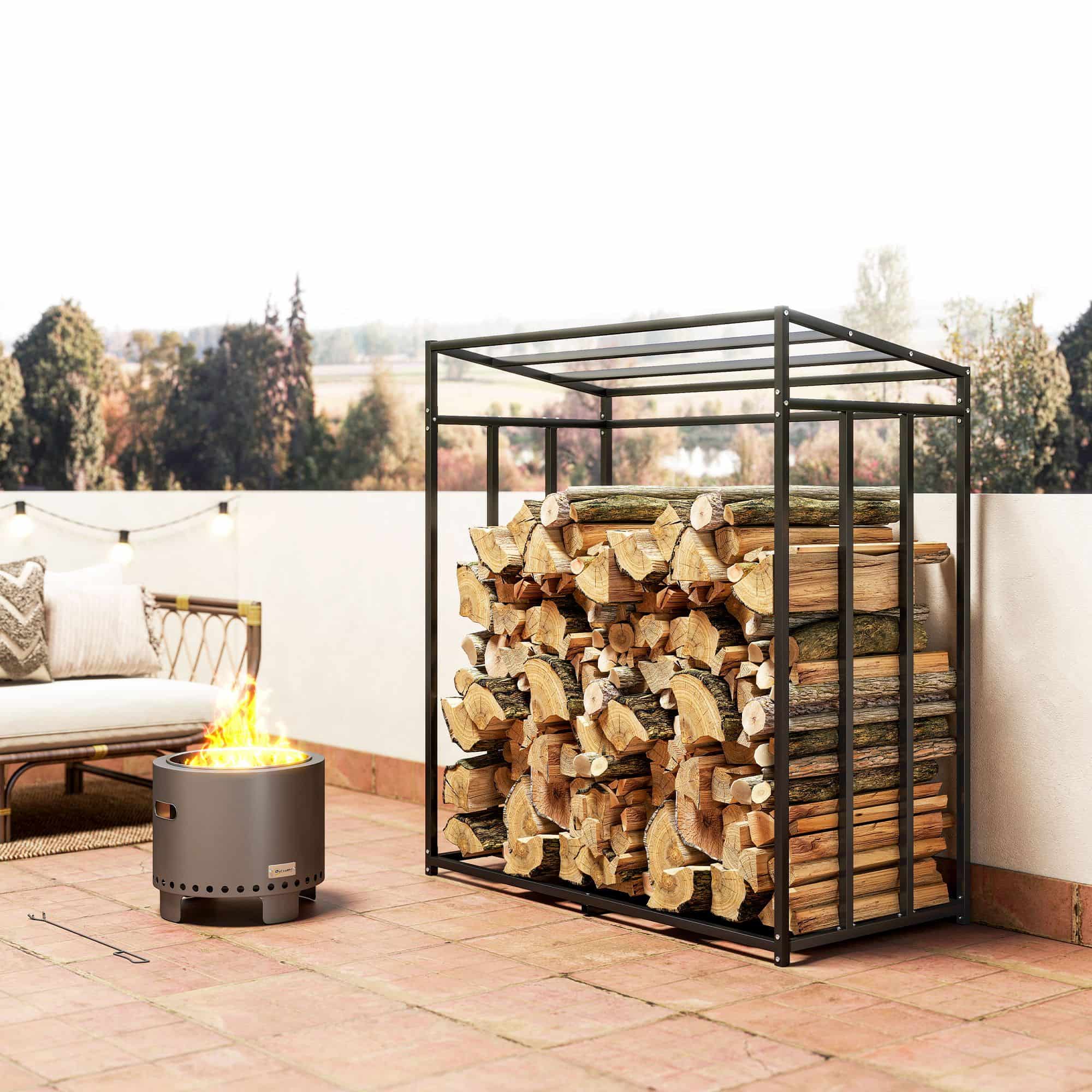 4goodz Haardhoutrek met Waterdichte Afdekhoes - Zwart 4goodz Haardhoutrek met Waterdichte Afdekhoes - Zwart