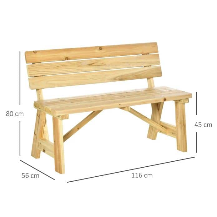 4goodz Stevige Tuinbank 2-zits Hout met Rugleuning 116x56 cm - Bruin