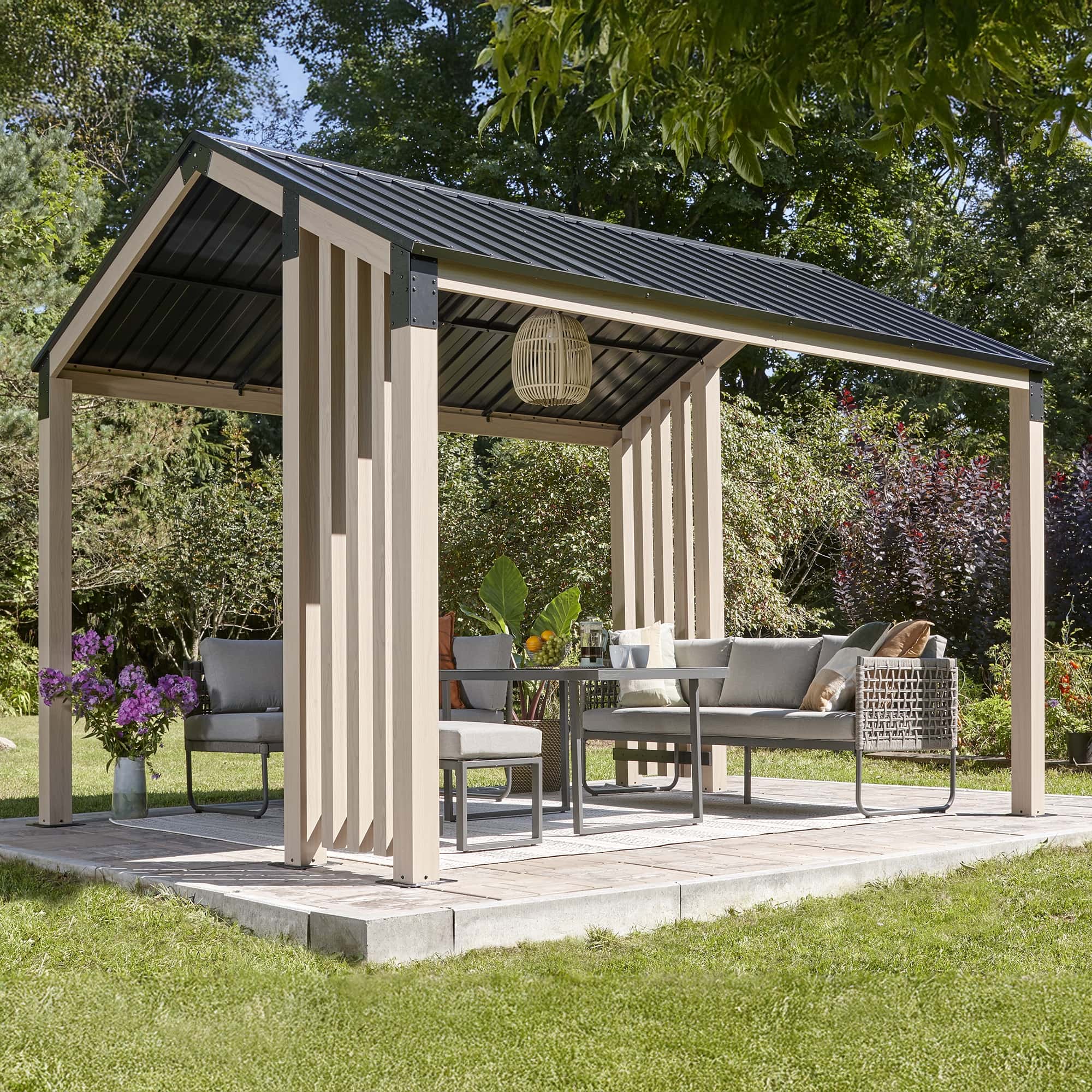 Sojag Lito 1012 - Paviljoen van aluminium - 3x3,7 m - Houtlook