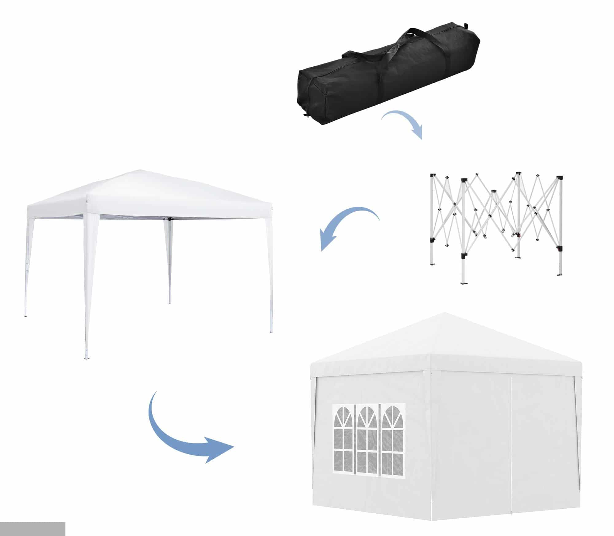 4goodz Partytent 3x3 m - Opvouwbaar met 4 Zijwanden - Wit