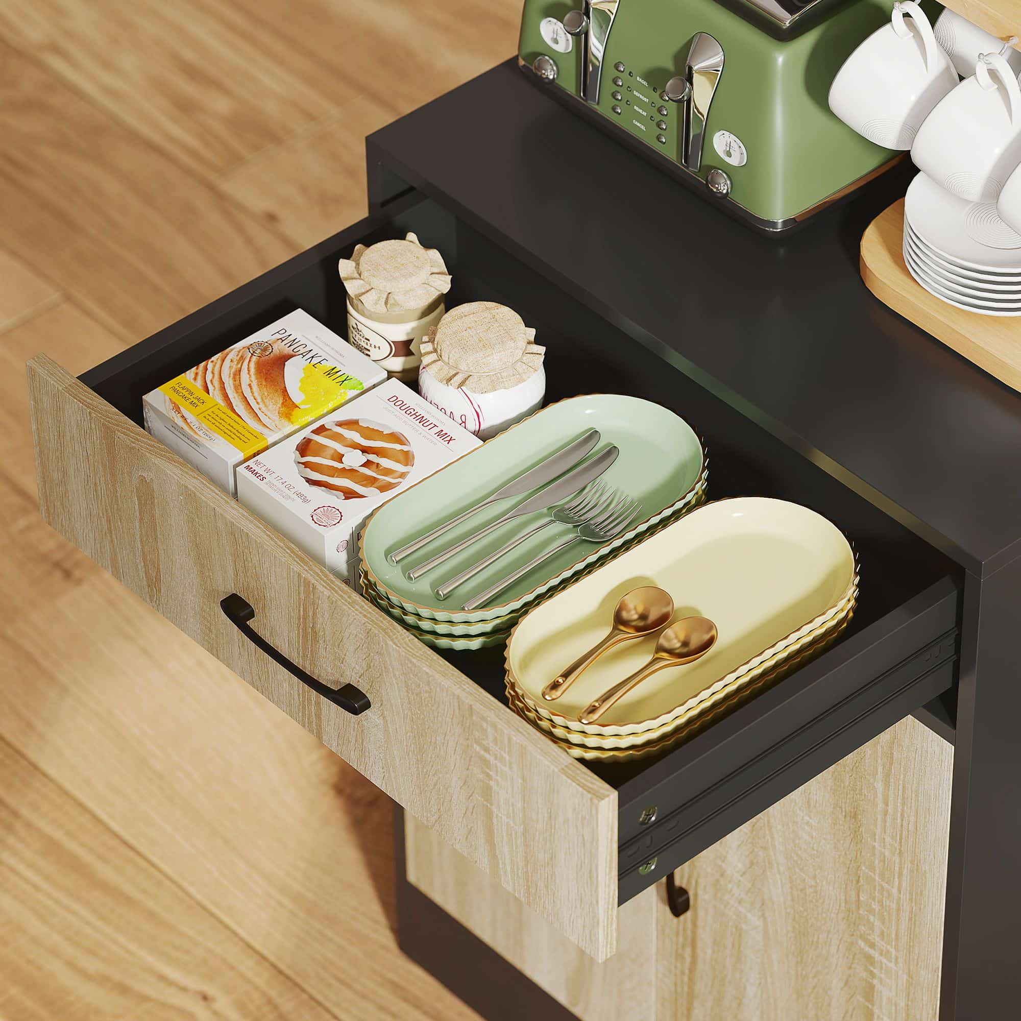 Grote Keukenkast met 1 lade en 3 kastdeuren - Bruin/Zwart