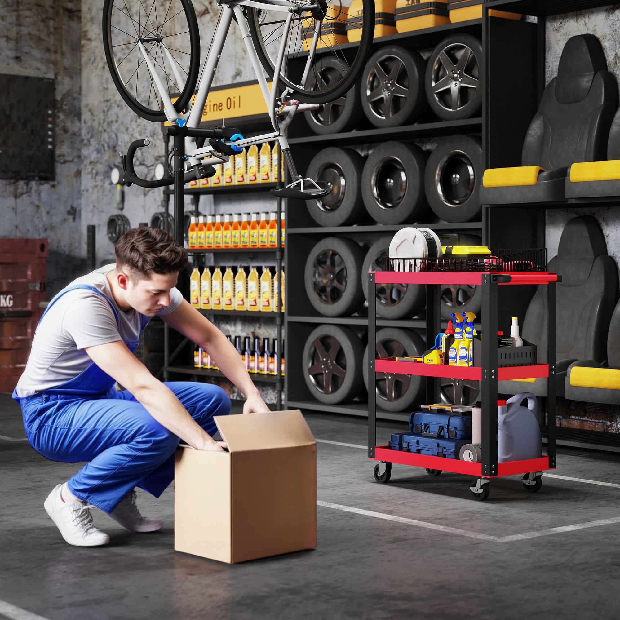 4goodz Gereedschapswagen met 3 niveaus - 120 kg draagvermogen - met Handvat 4goodz Gereedschapswagen met 3 niveaus - 120 kg draagvermogen - met Handvat