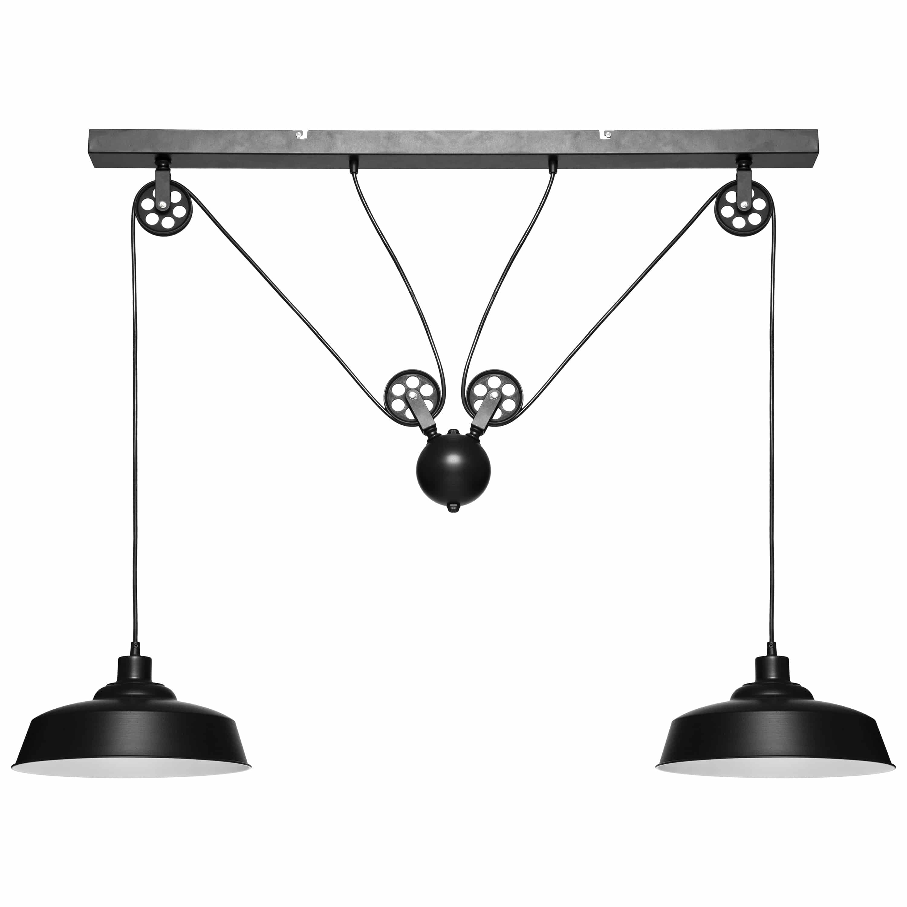 Eettafellamp Industrial 120x60 cm met 2 lampenkappen - Zwart