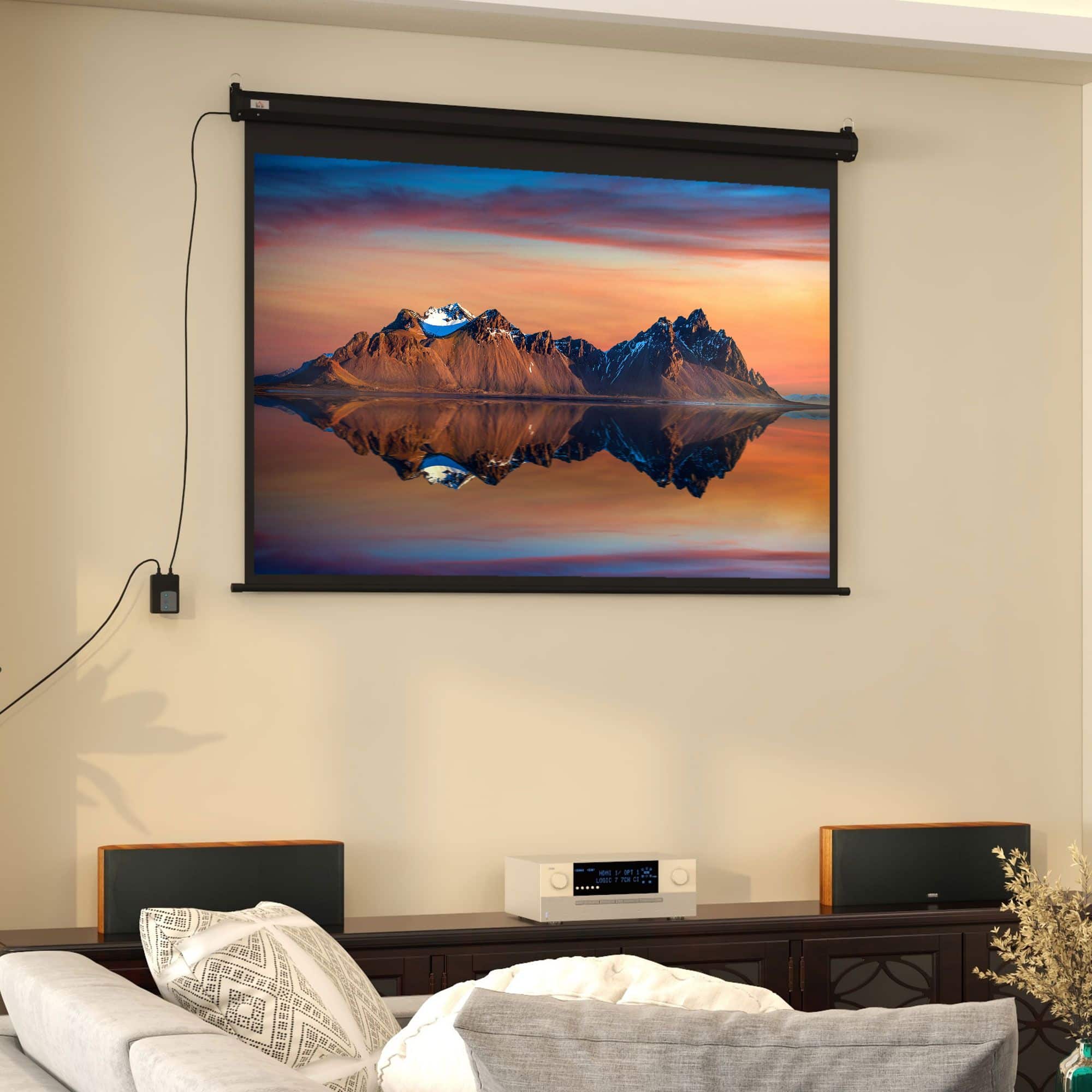 Beamer Projectiescherm wand Electrisch - 171x130 cm / 84 inch - Zwart