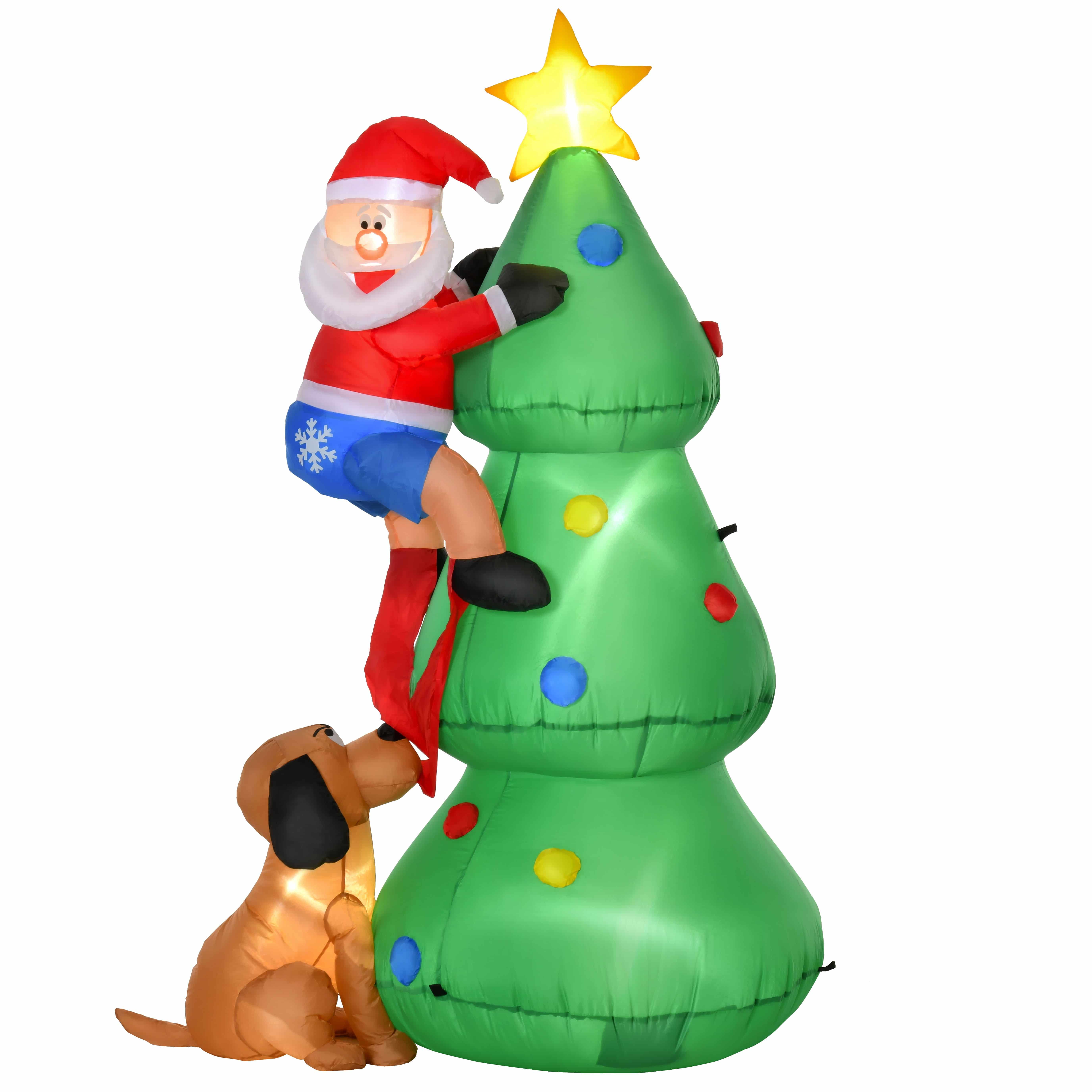 Homcom Opblaasbare Kerstboom met kerstman met LED Verlichting 180 cm