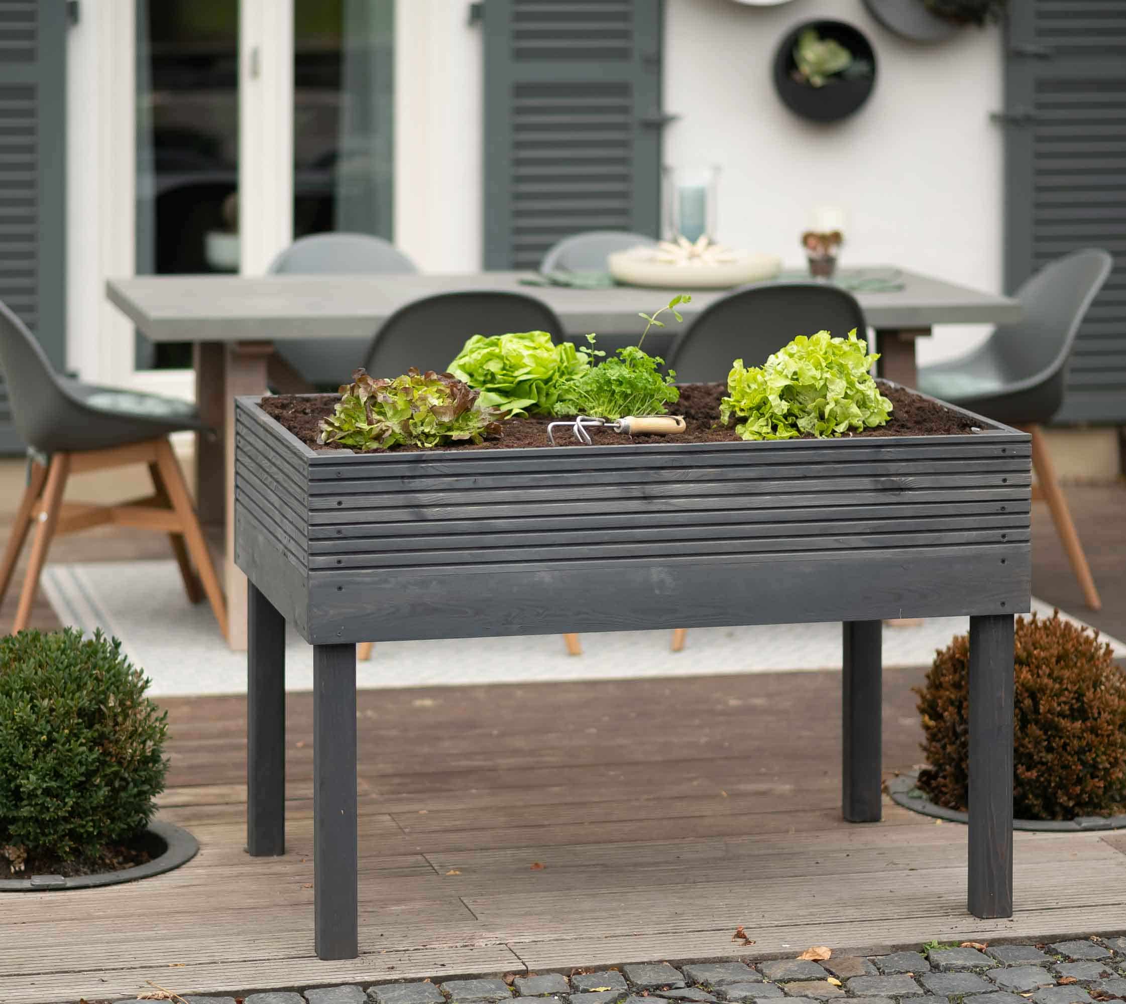Westmann Frieda Houten Plantenbak op poten 75x119x79 cm - Donkergrijs