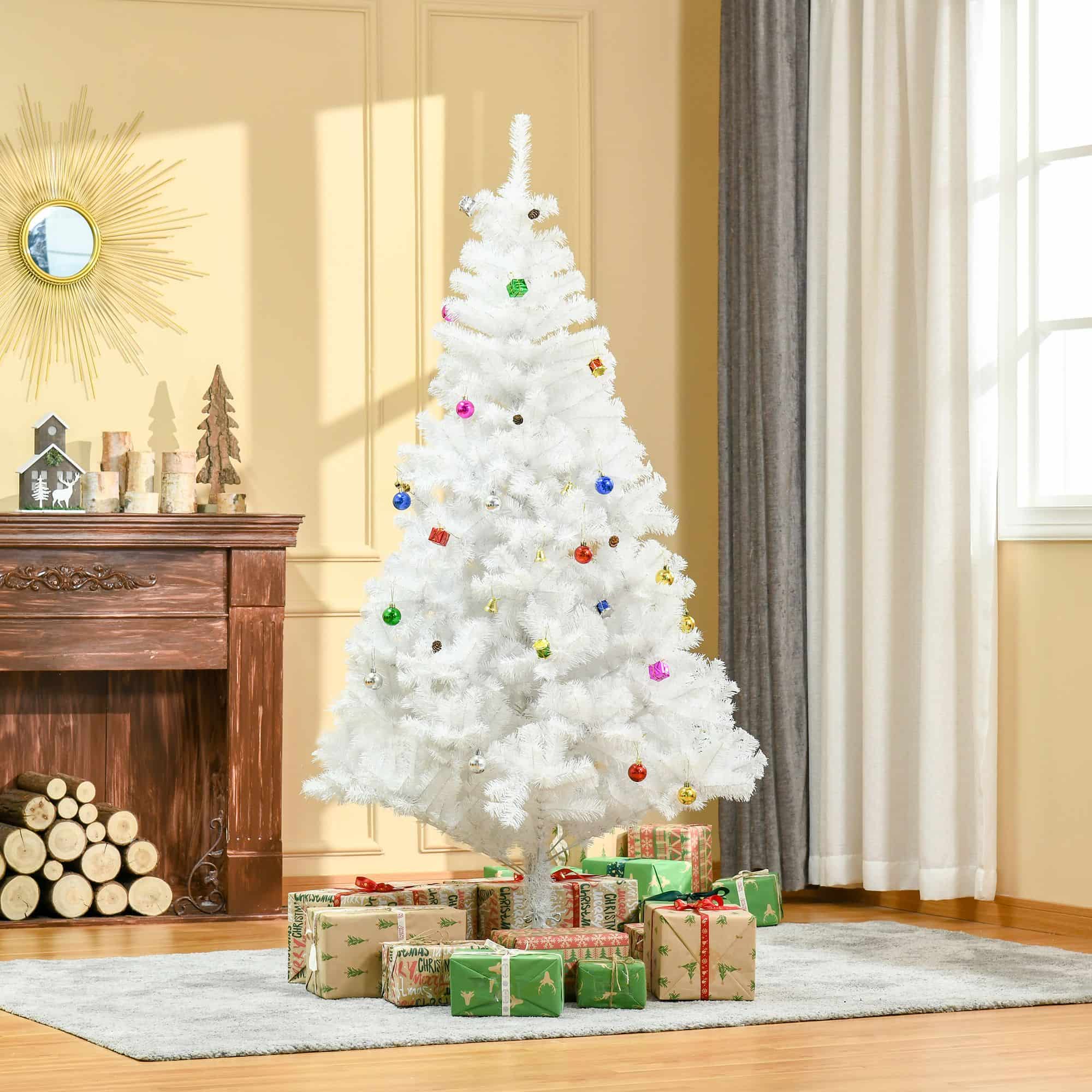 Witte Kunstkerstboom Kant-en-Klaar met decoratie Ø105cm - 180 cm - Wit