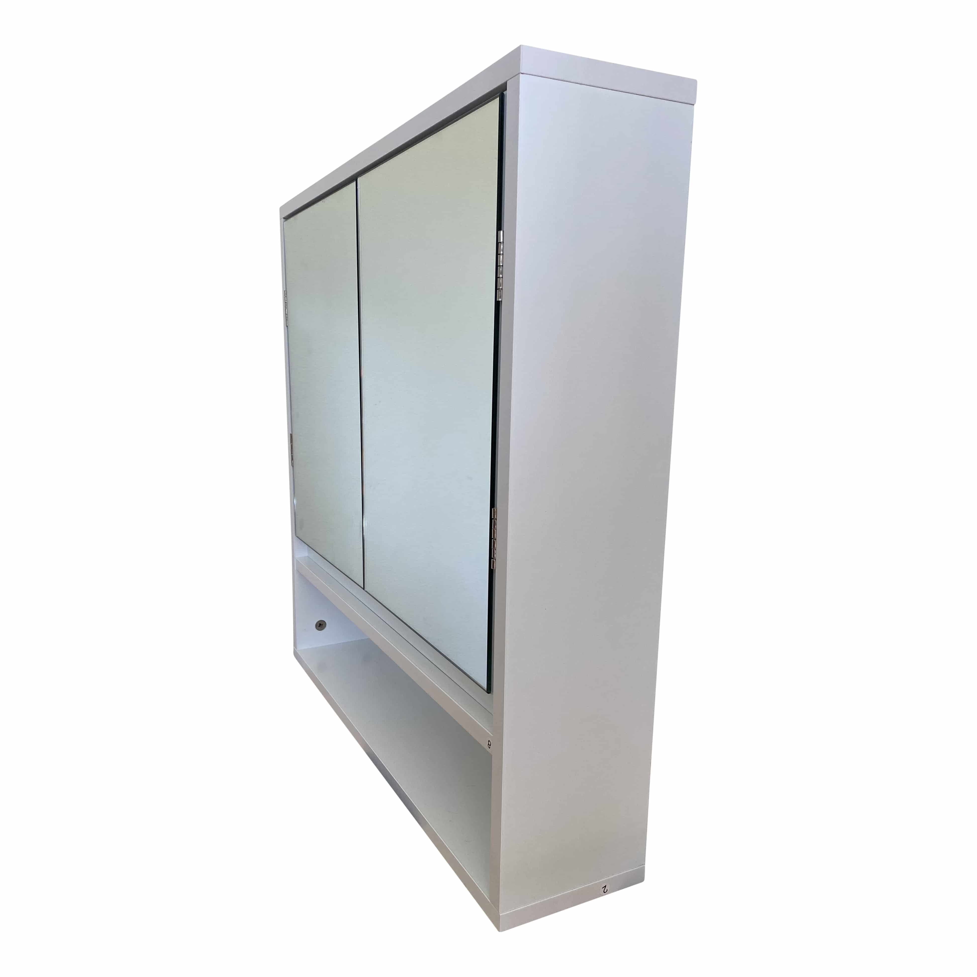 MDF Spiegelkast met 2 spiegeldeuren met legplank en open plank - Wit