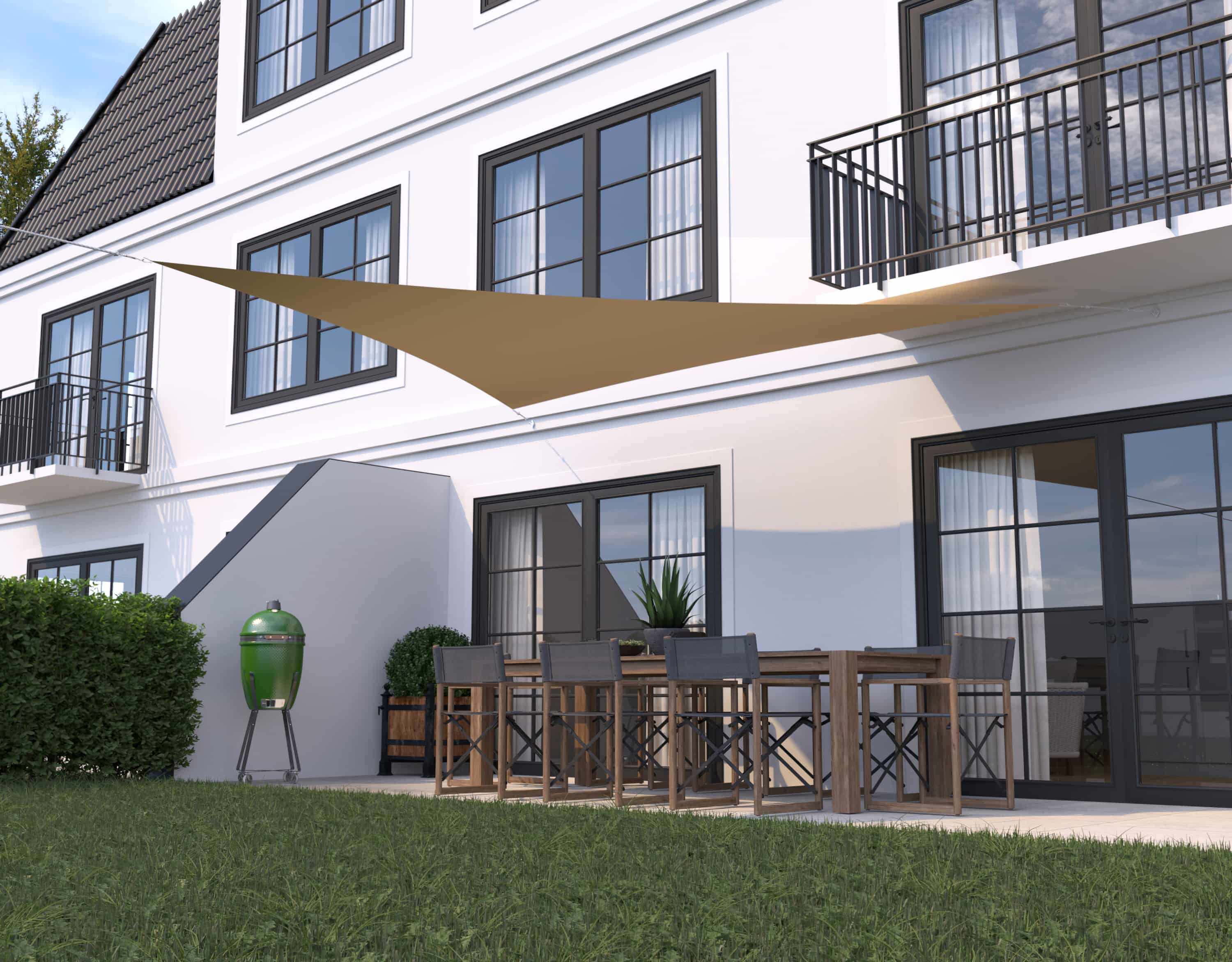 hanSe® Schaduwdoek Driehoek Gelijkbenig Waterdoorlatend 3x3x4,24 m Creme