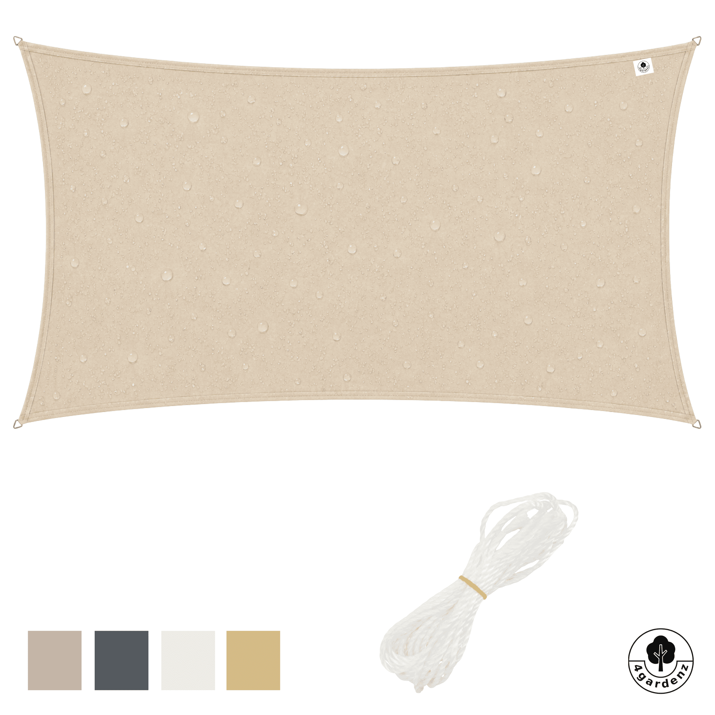4gardenz Schaduwdoek Waterafstotend Rechthoek 2x4 mtr - Zand