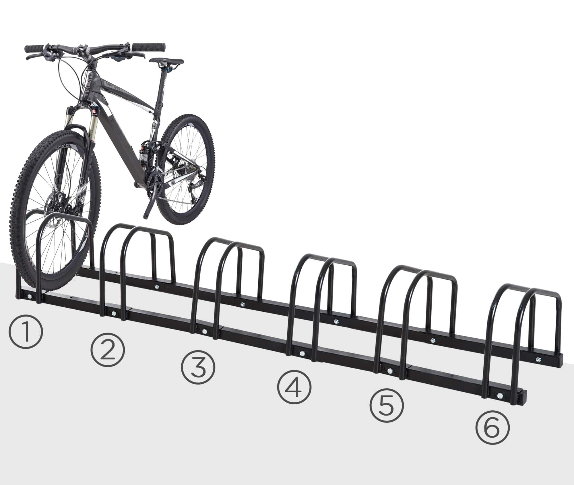 Fietsenrek voor 6 Fietsen Staal - Wand of Vloermontage 33x179x27 cm - Zwart