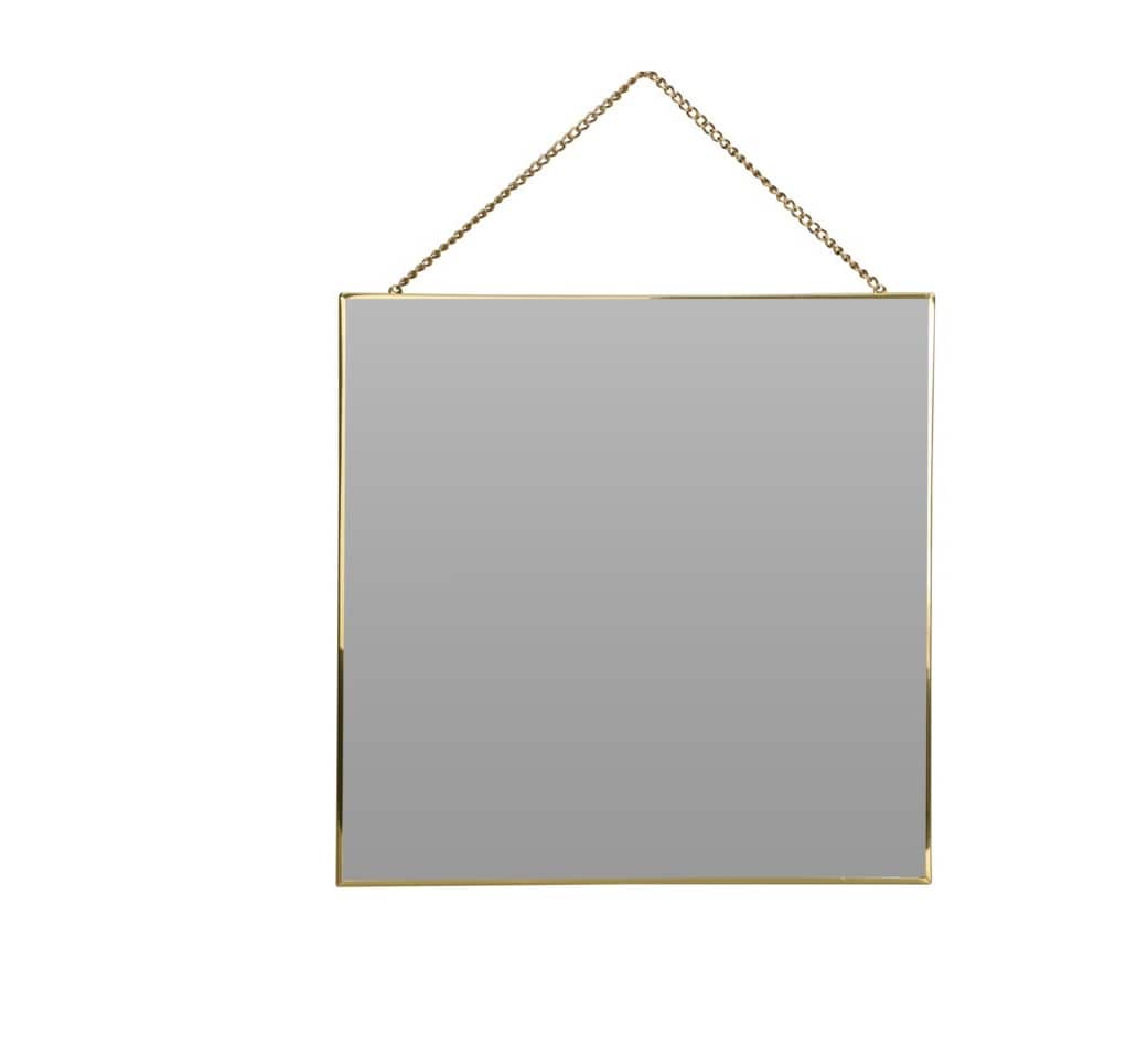Set 3 Vierkante Spiegels met ophangketting 20/30/35 cm - Goud