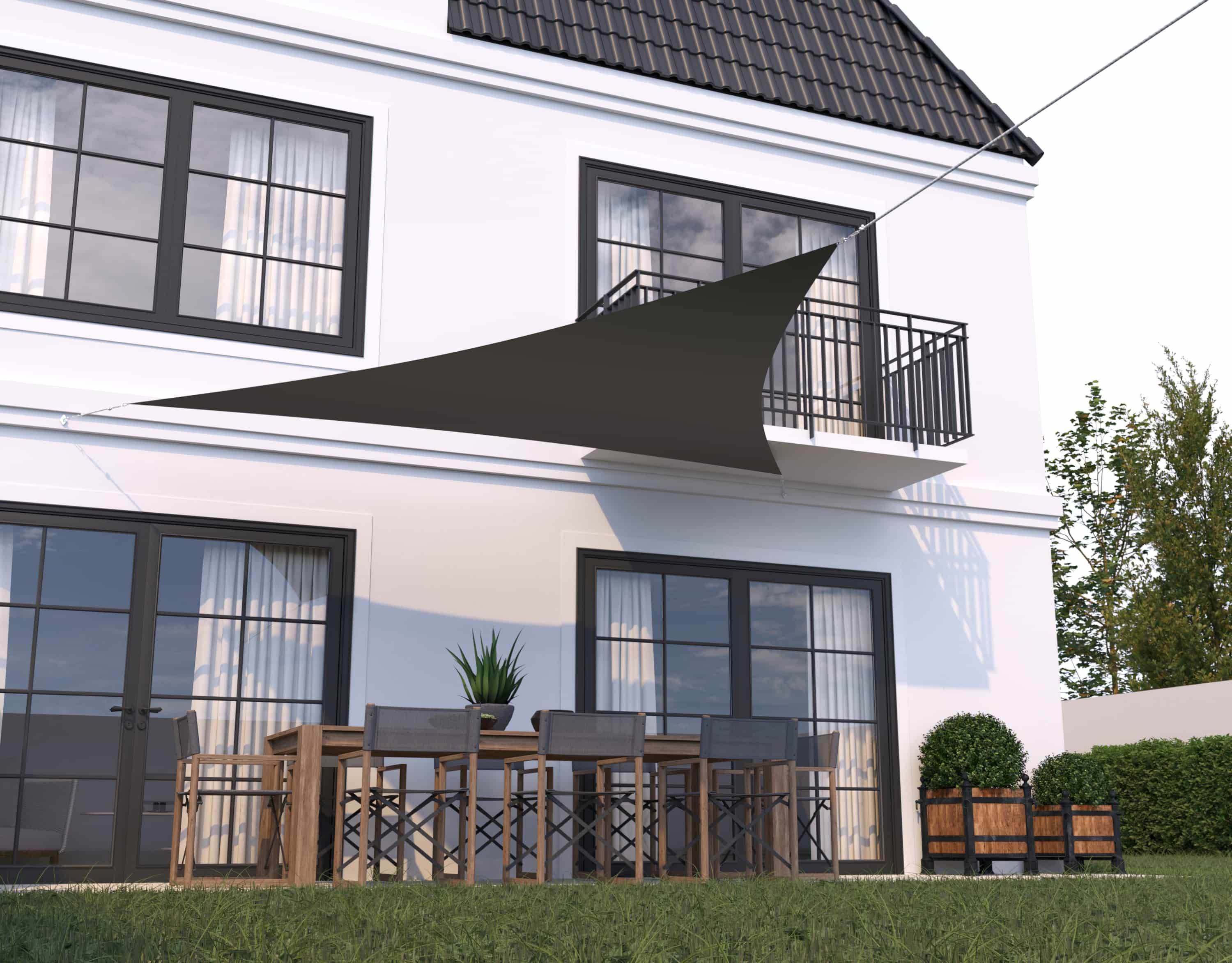 hanSe® Schaduwdoek Driehoek Gelijkbenig Waterafstotend 3x4x4 m Grijs