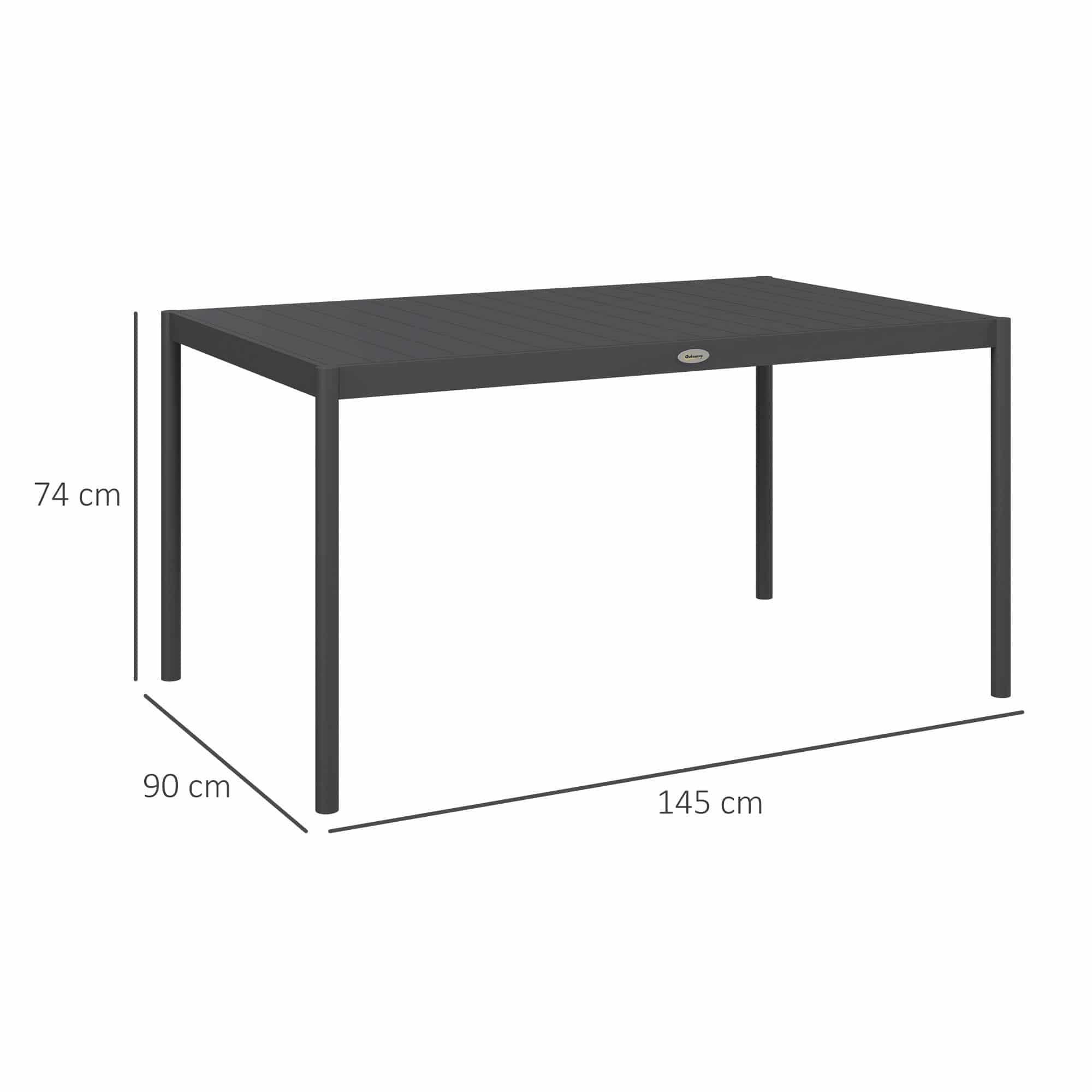 4goodz Tuintafel weerbestendig Aluminium - 145x90x74 cm - Donkergrijs