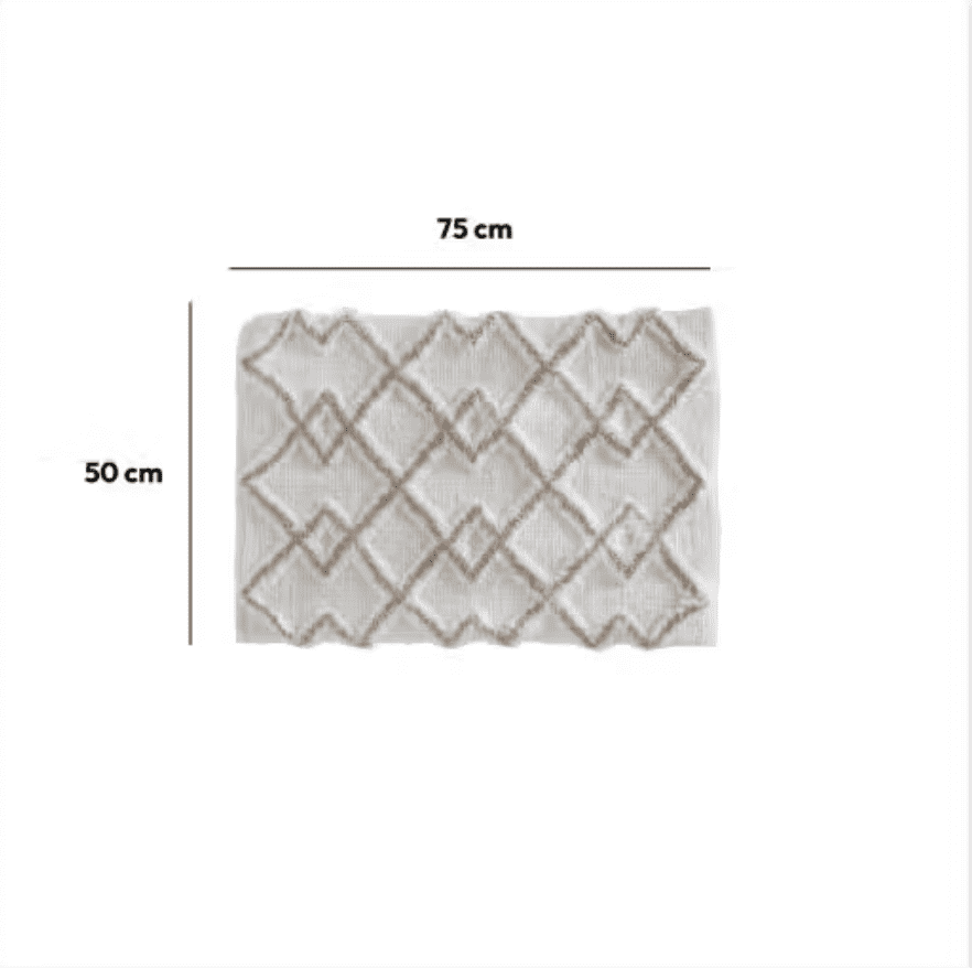 4goodz Taza Badmat Wit met ruit dessin 50x75 cm - Wit/Grijs