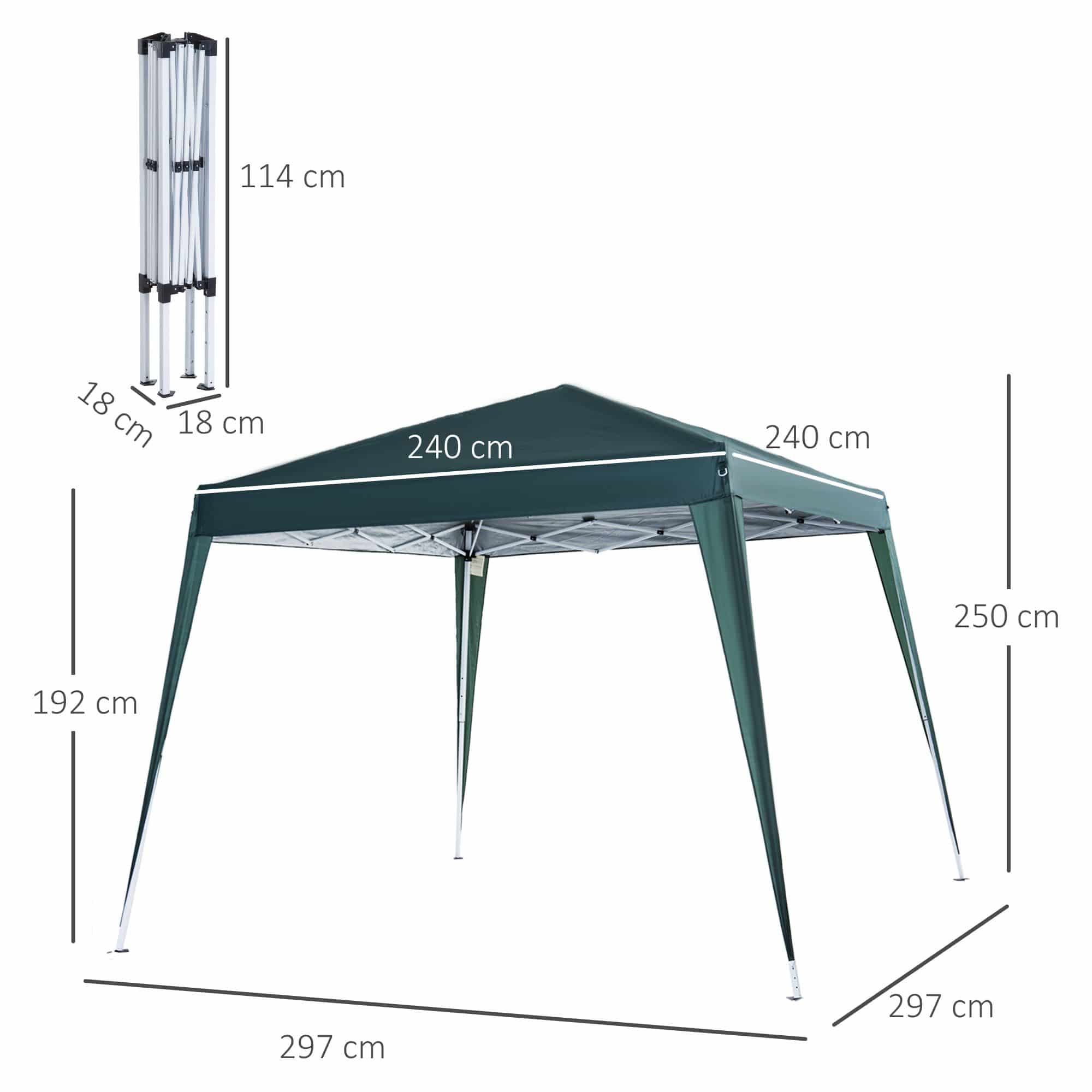 4goodz Opvouwbare Partytent 240x240 cm met Haringen - Groen