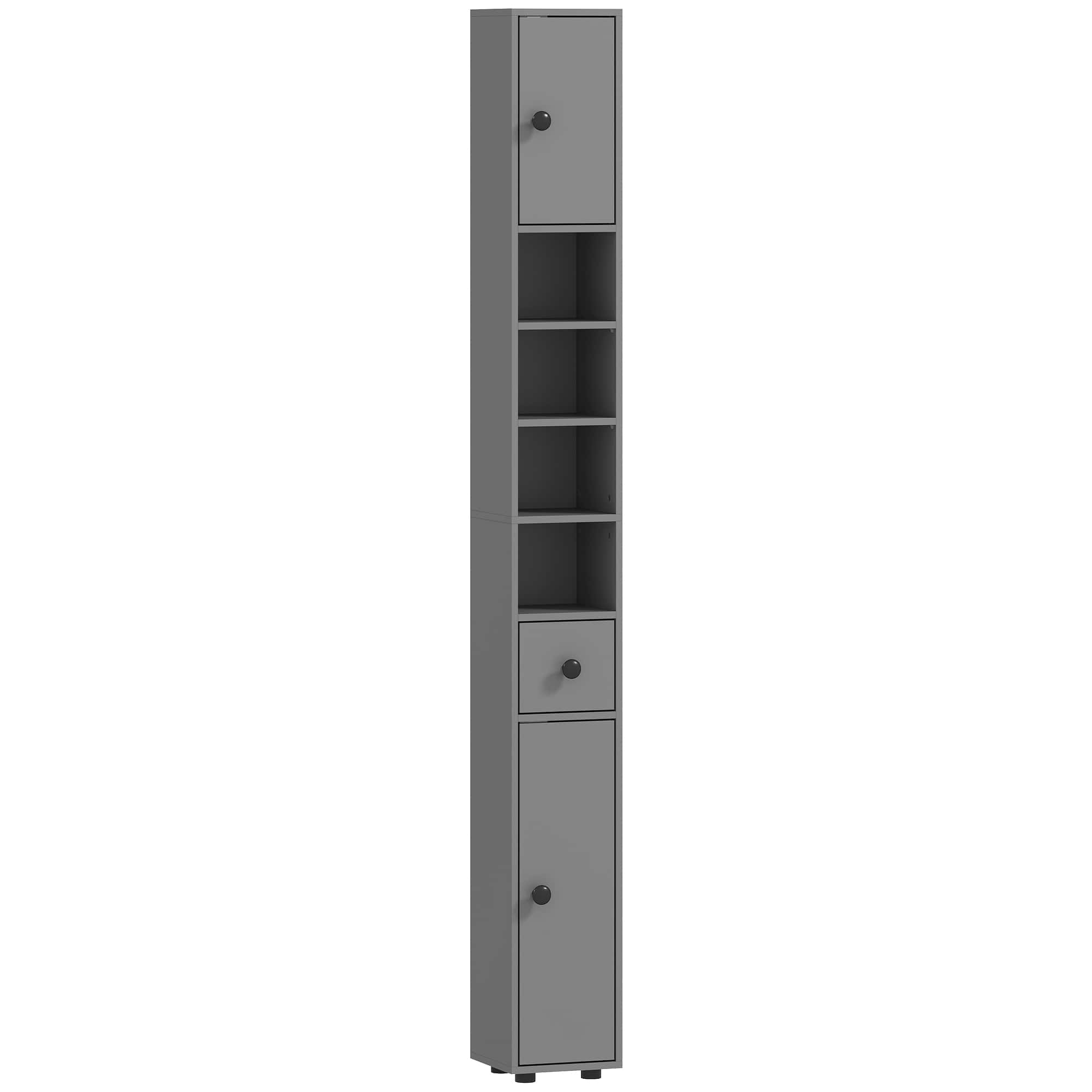 4goodz 180 cm Smalle Badkamerkast - lade en 2 deuren - Grijs