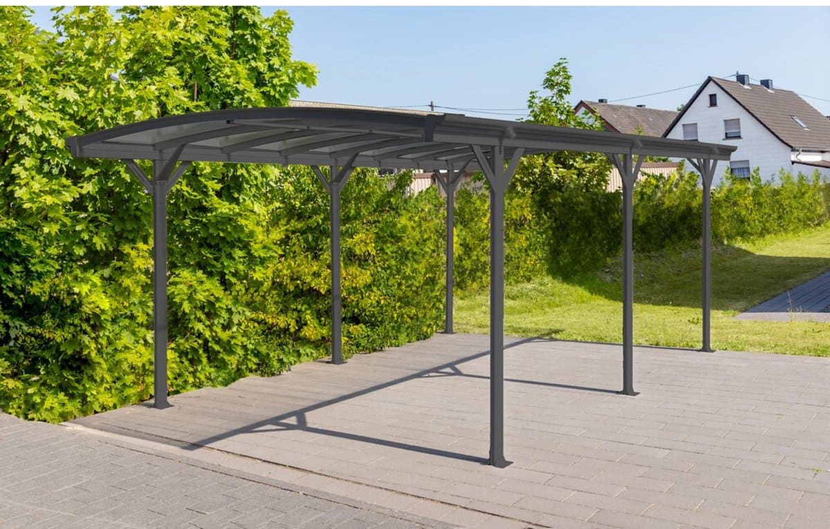 Westmann Aluminium carport met rond dak model Bergen - Antraciet - 505x300x220cm