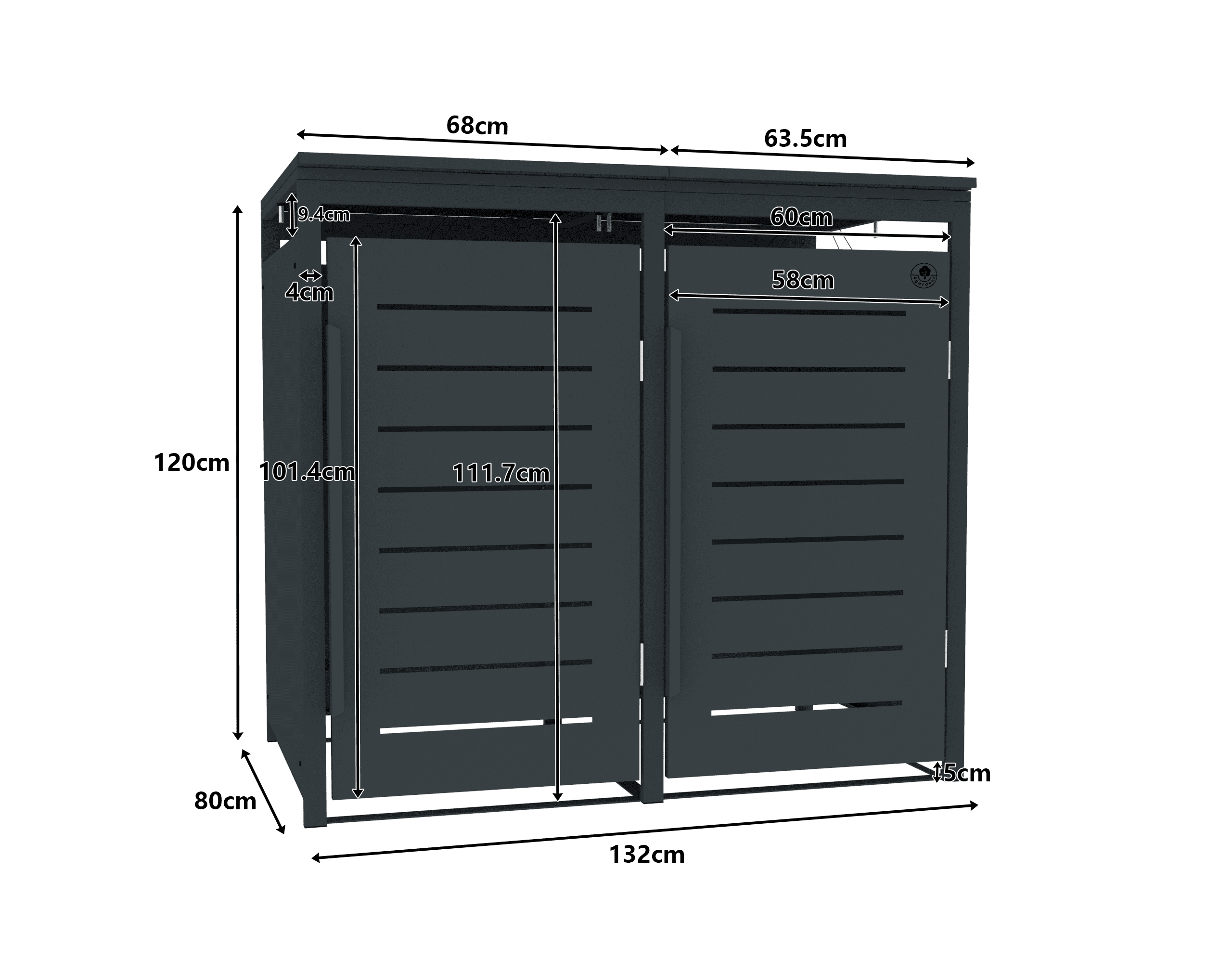4gardenz® Slimline Kliko Containerombouw 2 Afvalbakken - Antraciet