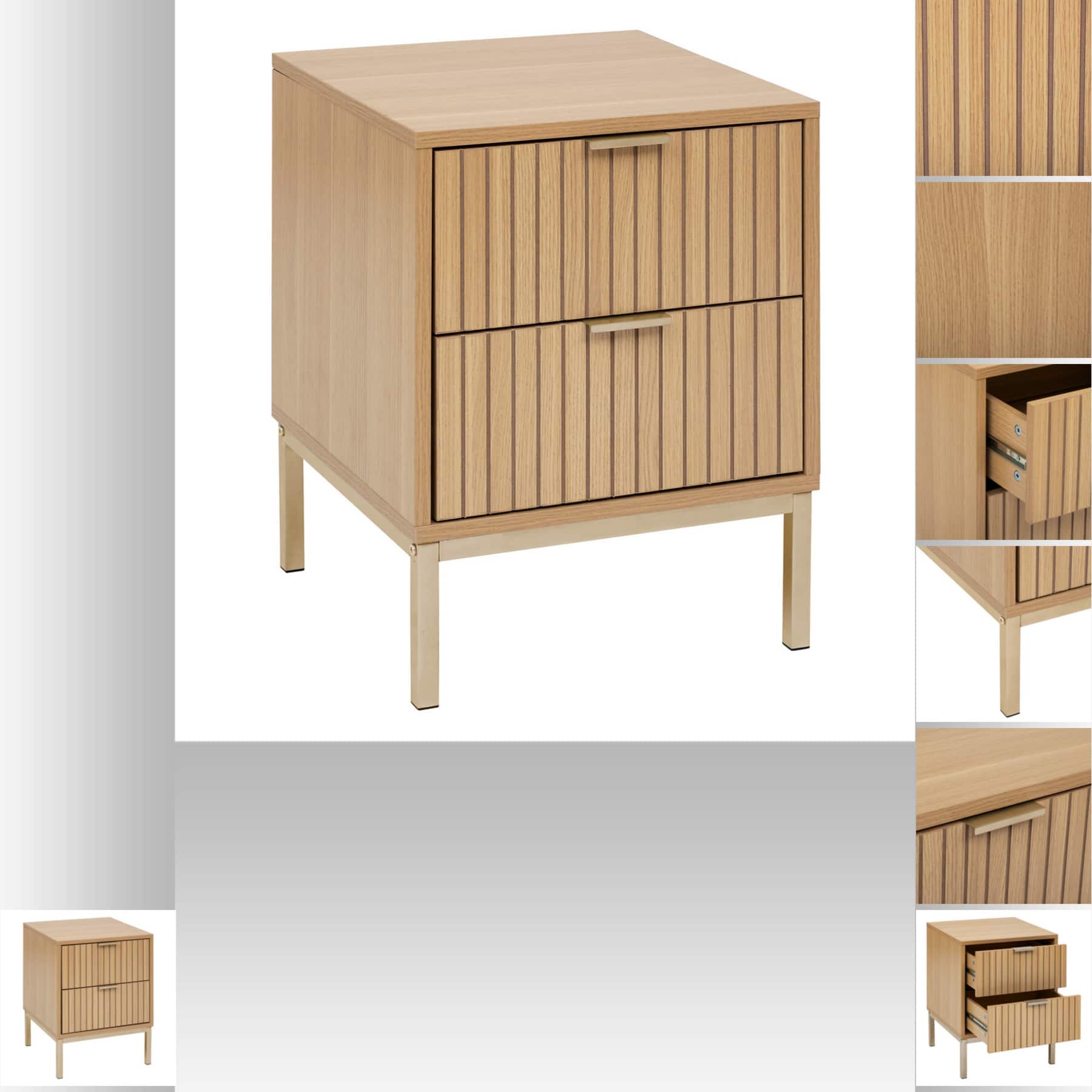 5Five® Nachtkastje Tasso met Paneelfront met 2 Lades - Bruin