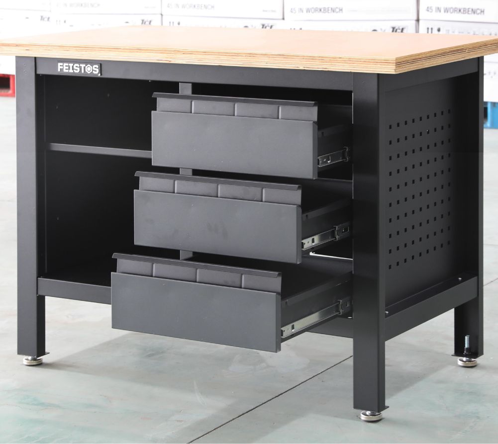 Feistos Werkbank Tito 2 - inclusief geperforeerde wand - 60x120x87cm - Antraciet/zwart
