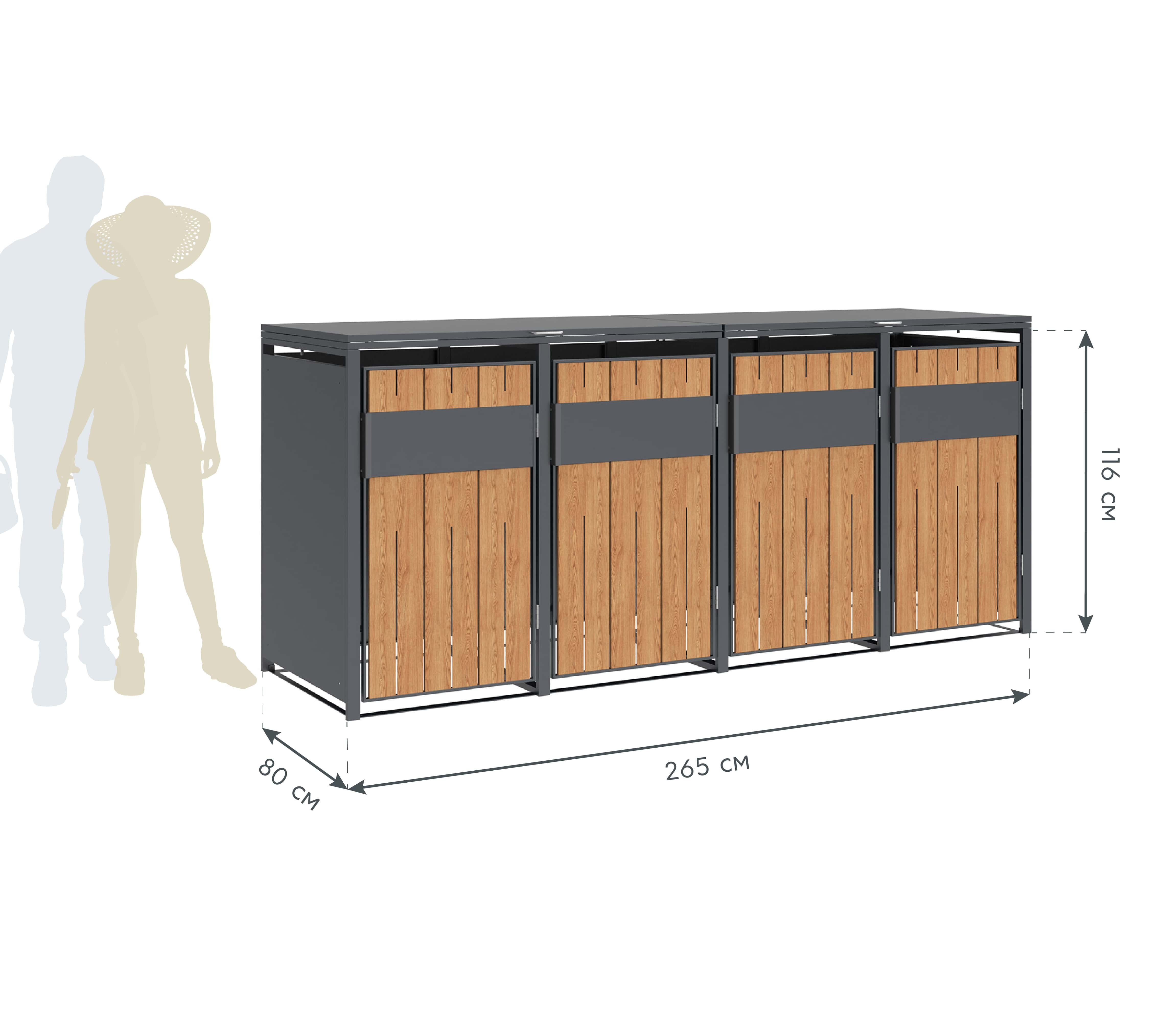 Westmann Varius-4 Metalen Containerombouw voor 4 kliko's - Houtlook