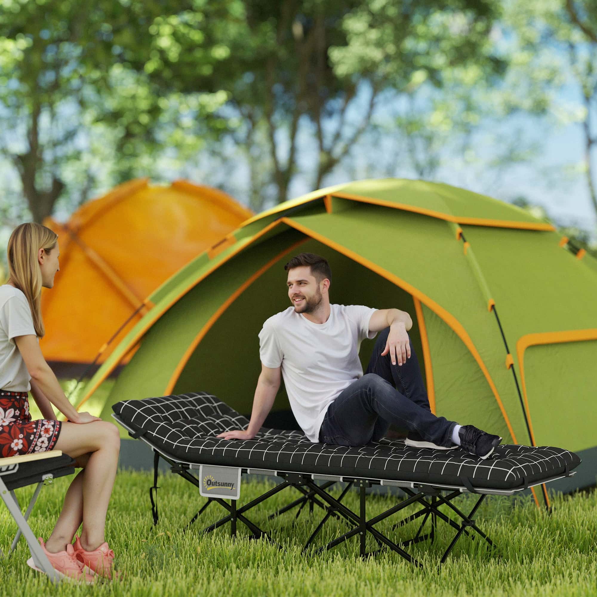 4goodz Veldbed Campingbed met Matras - tot 150 kg belasting - Zwart